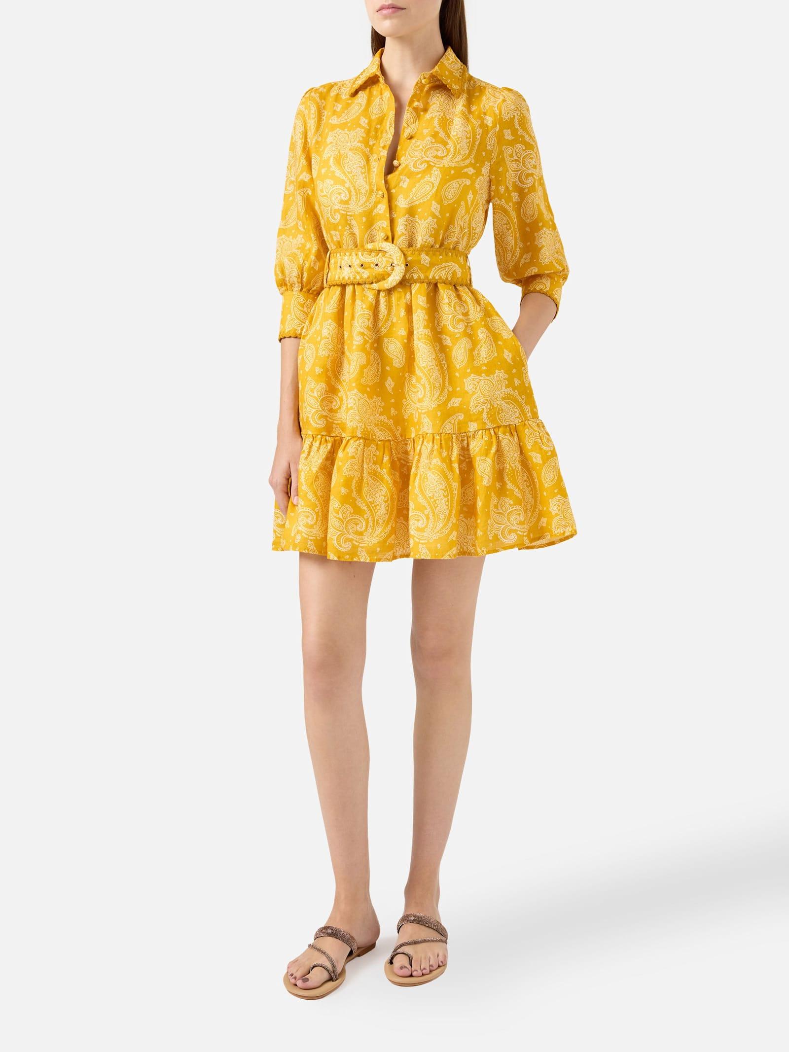 mc2 saint barth paisley print linen short dress daisi