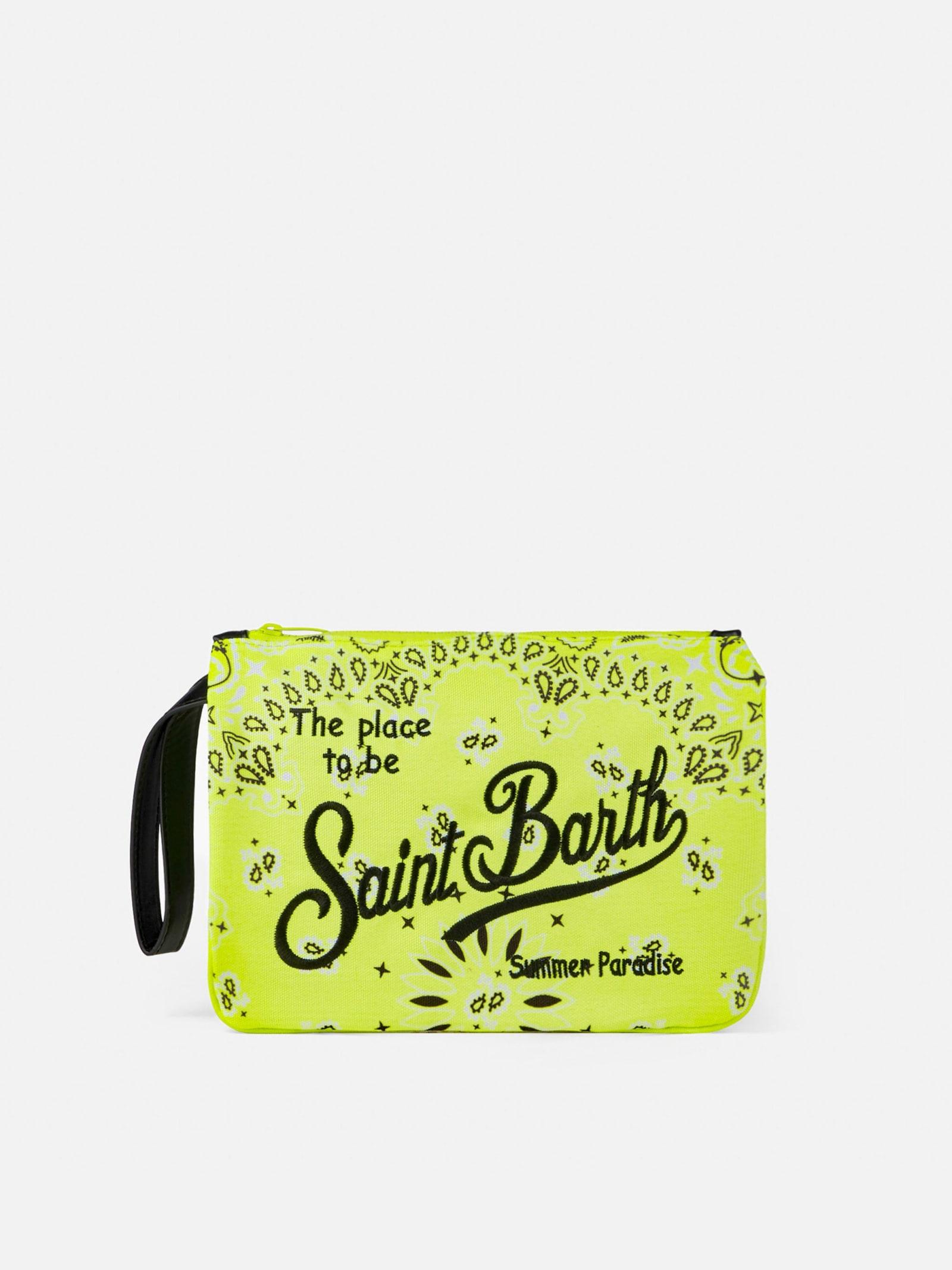 mc2 saint barth parisienne canvas pouch bag with bandanna print