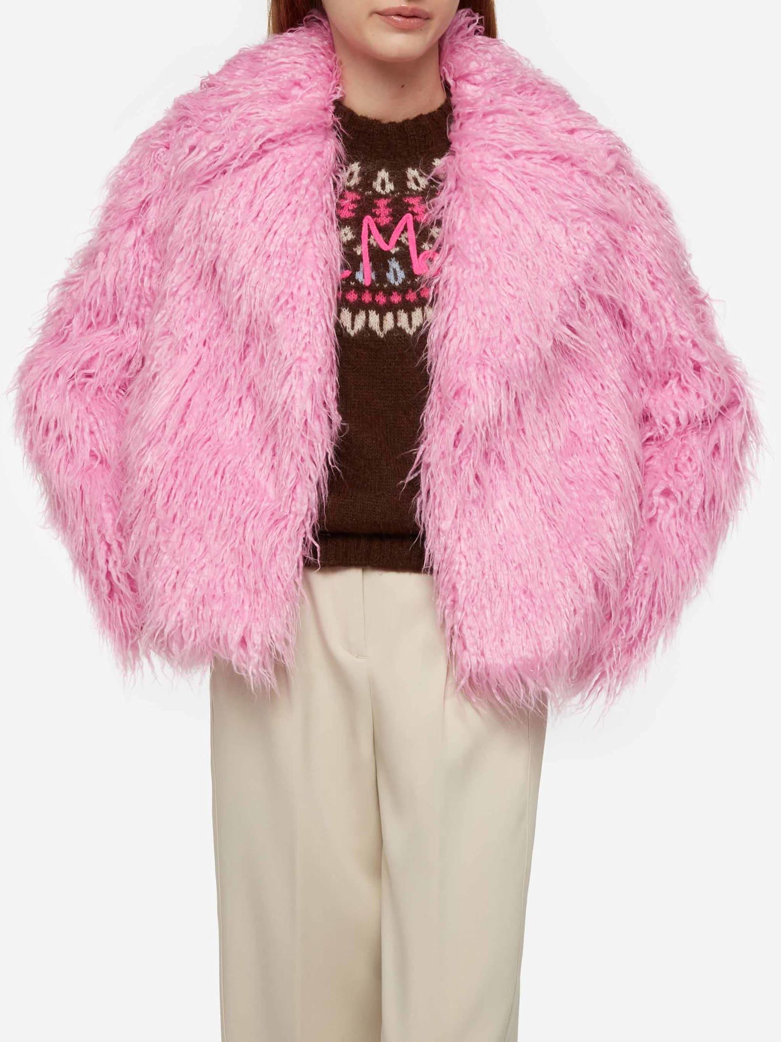 mc2 saint barth pink furry short jacket sully