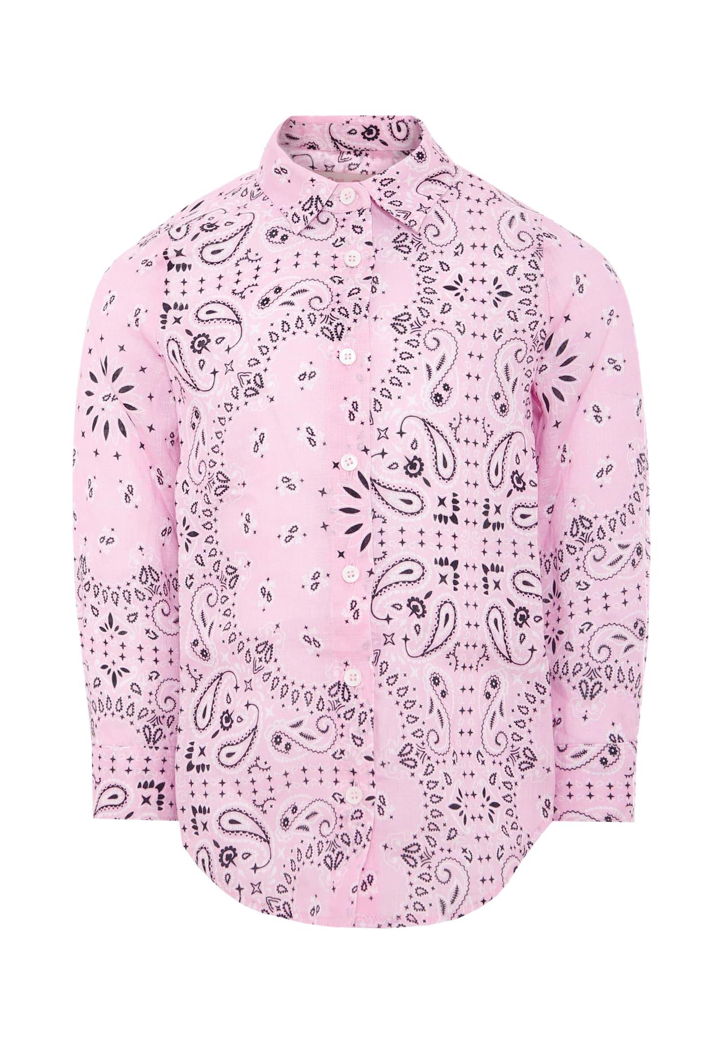 mc2 saint barth pink shirt for girl with paisley print