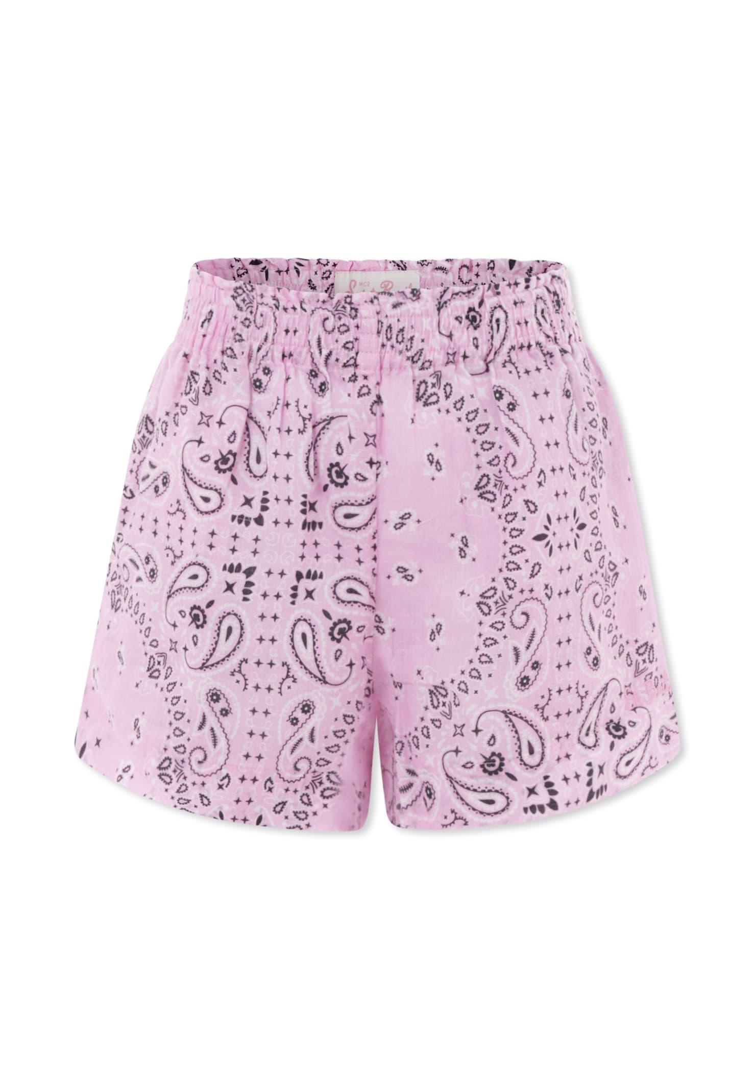 mc2 saint barth pink shorts for girl with paisley print
