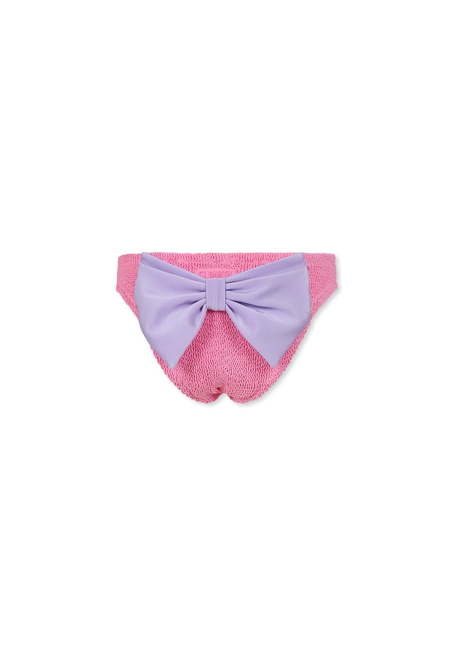 mc2 saint barth pink swim briefs for girl with bow