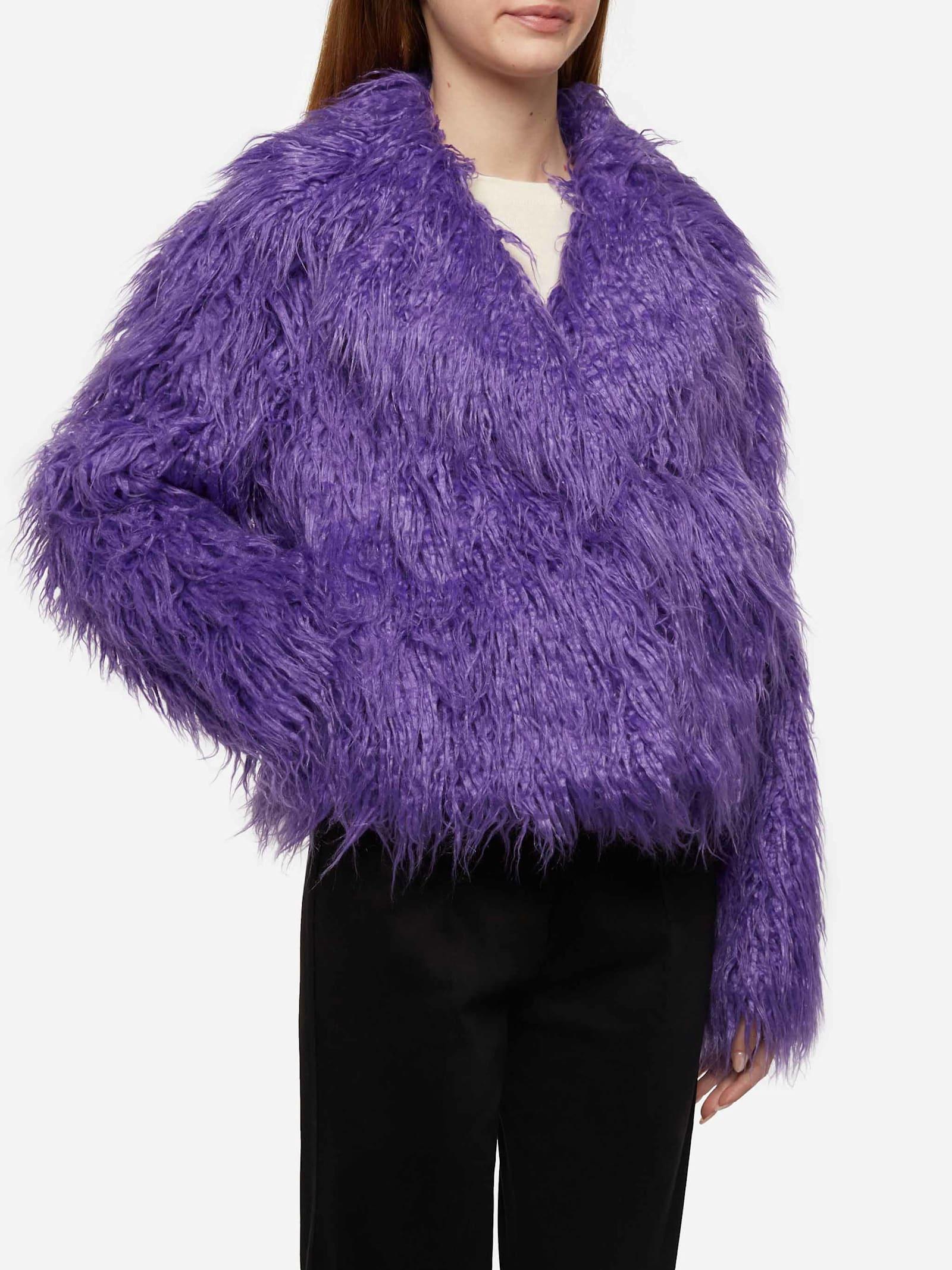 mc2 saint barth purple furry short jacket sully