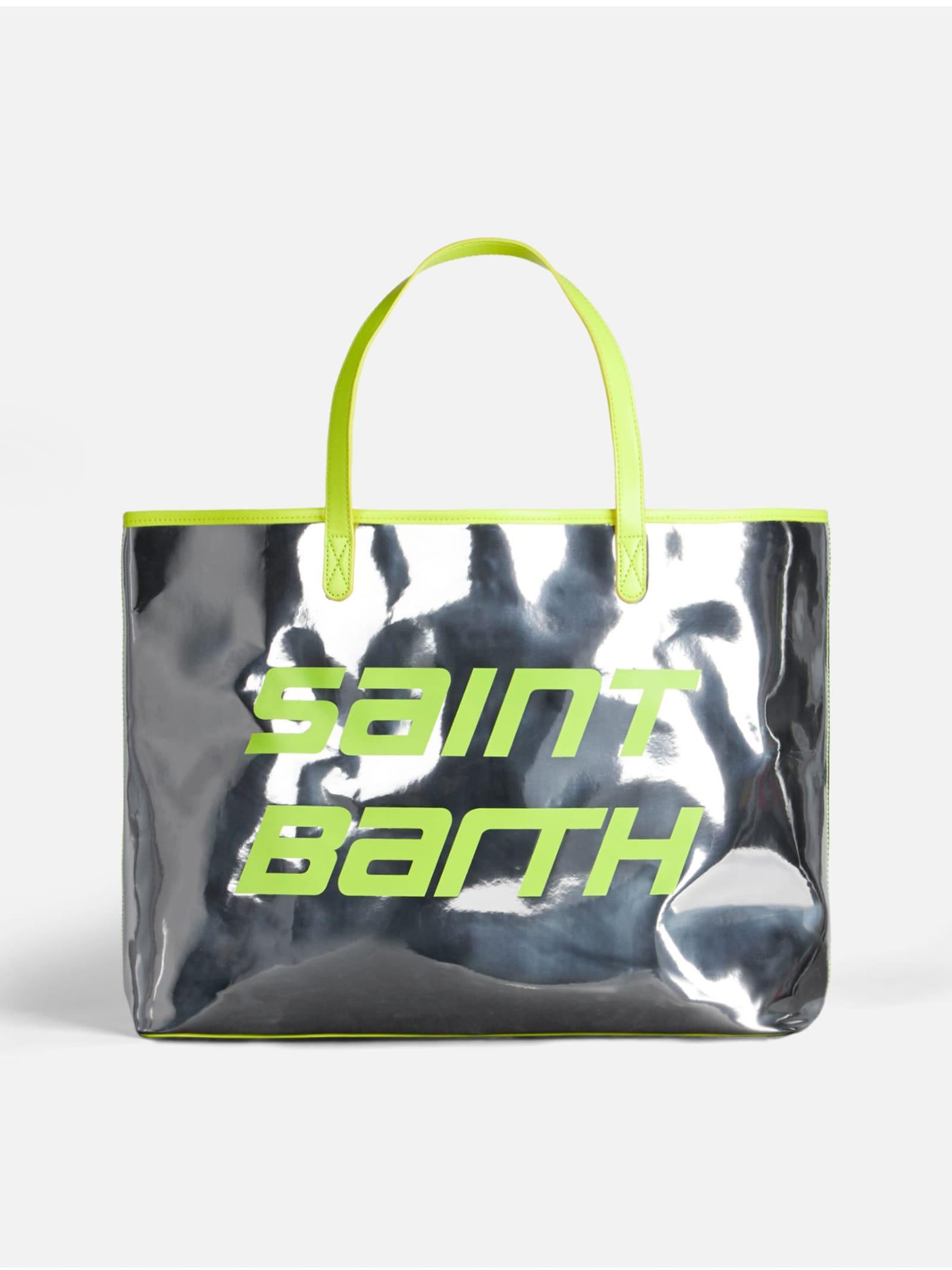 mc2 saint barth silver reflex bag with fluo yellow details