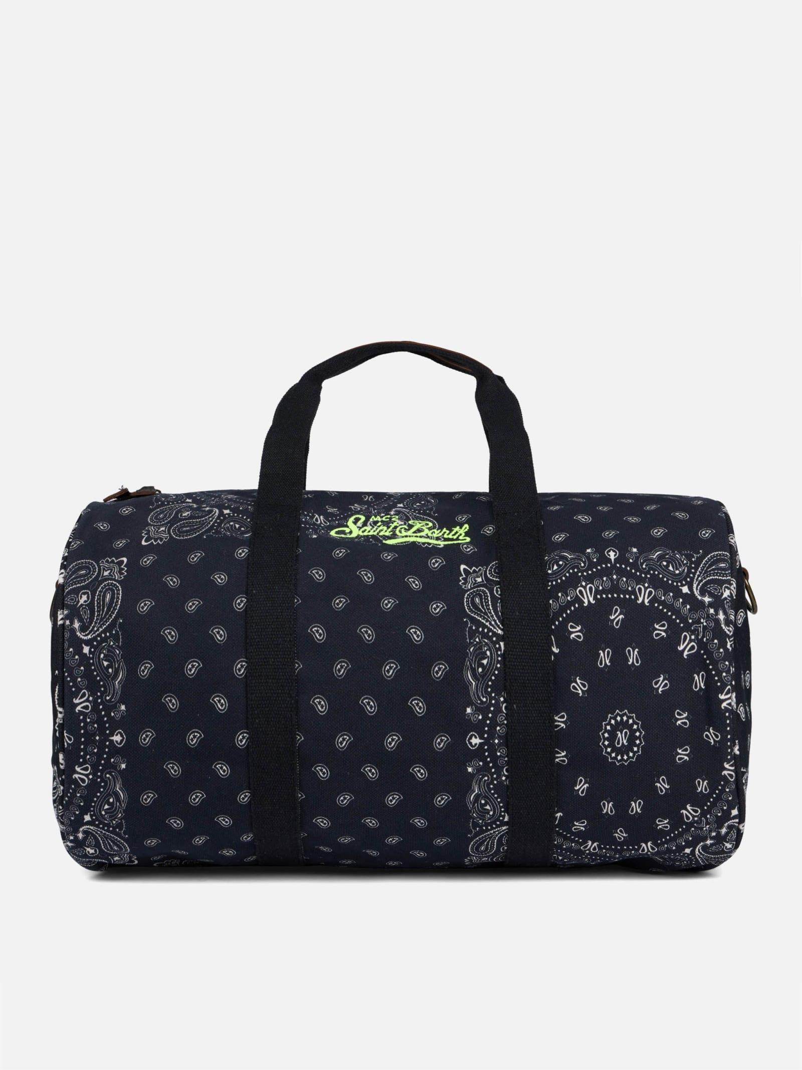 mc2 saint barth travel duffel bag with black bandanna print