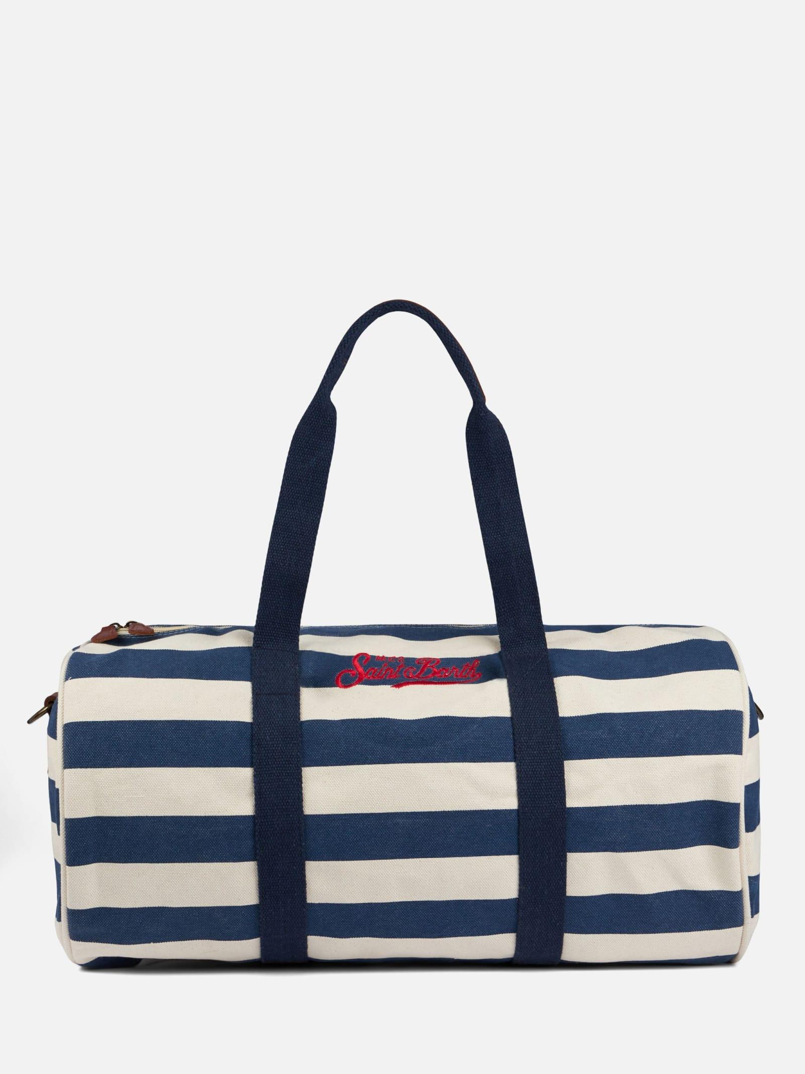 mc2 saint barth travel duffel bag with blue stripes