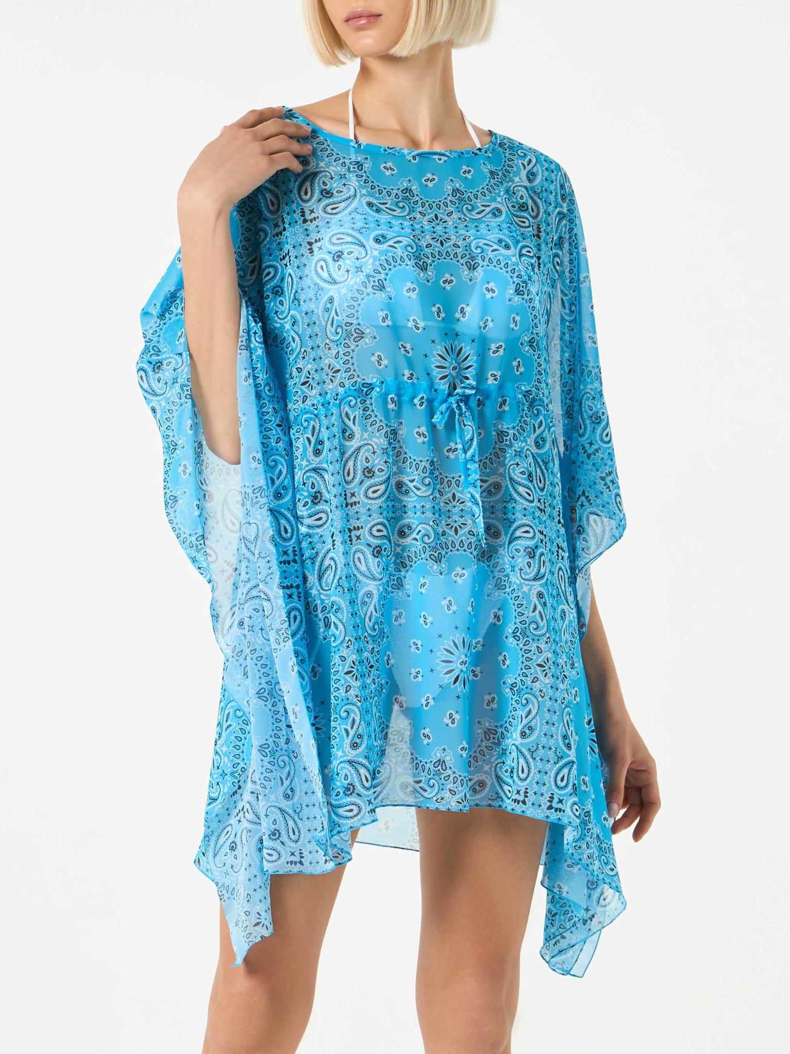 mc2 saint barth turquoise bandanna print caftan