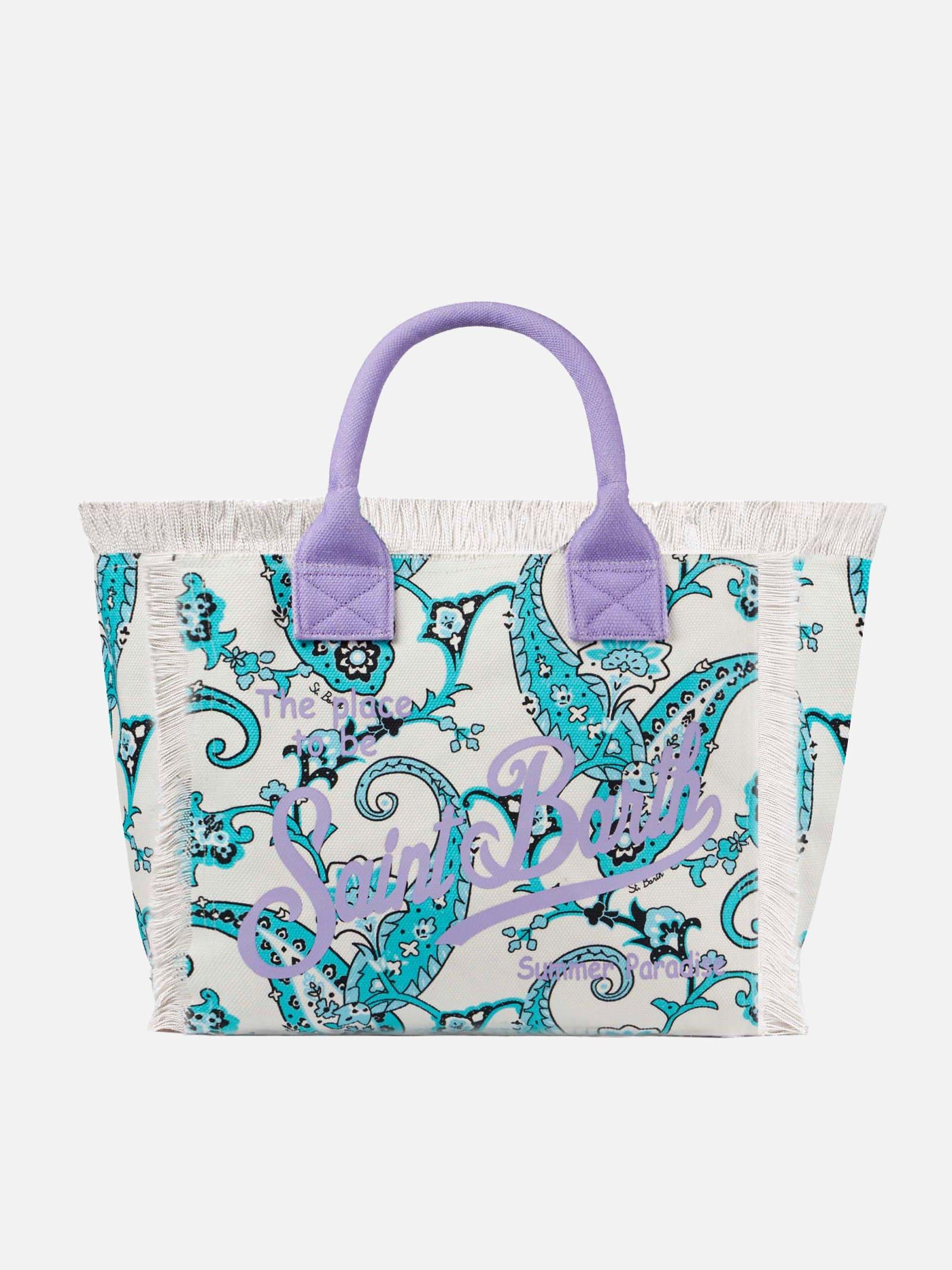mc2 saint barth vanity canvas shoulder bag with paisley print