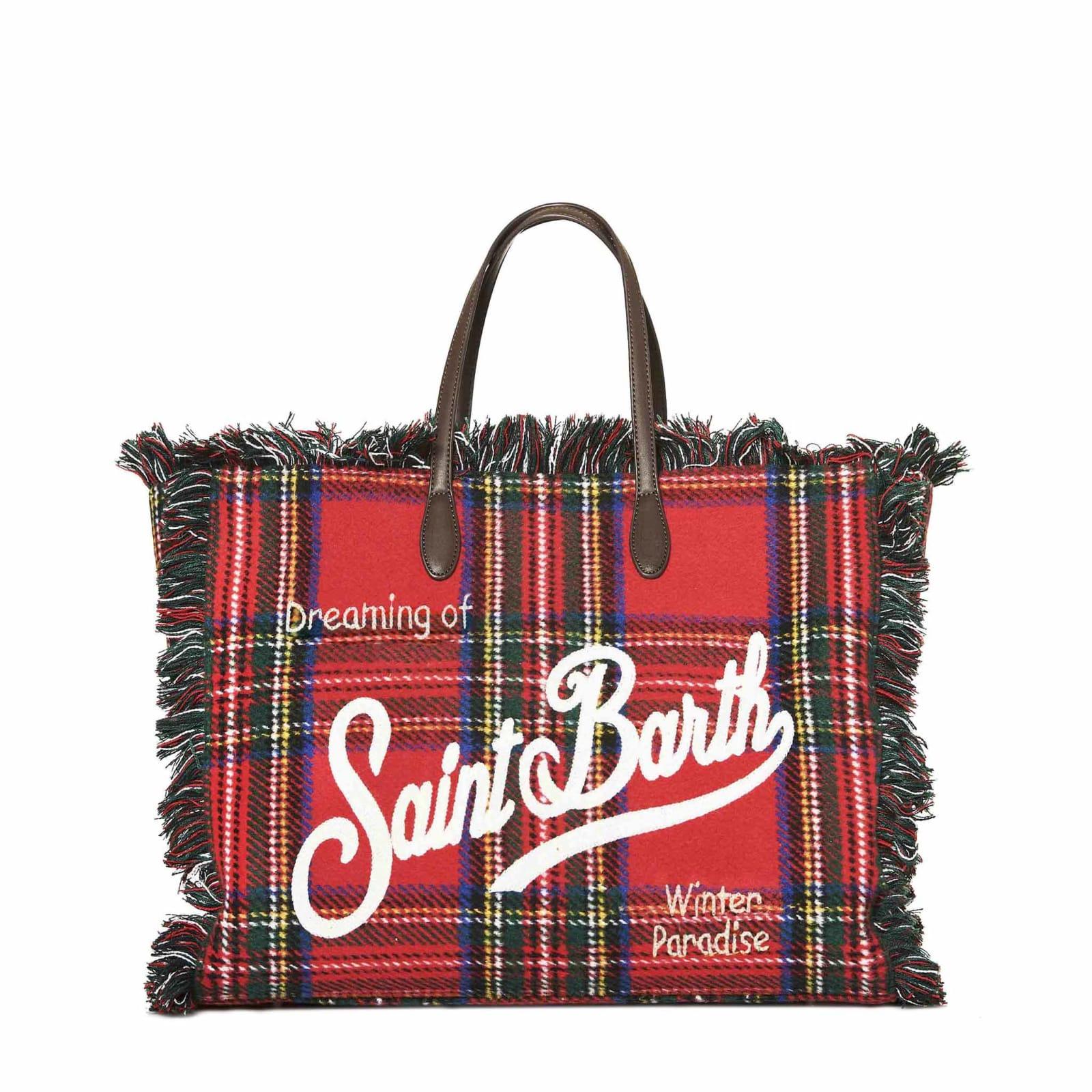 mc2 saint barth vanity wooly red tartan shoulder bag