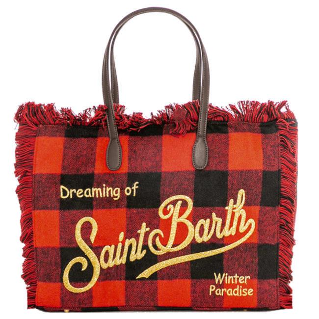 mc2 saint barth vanity wooly red tartan shoulder bag