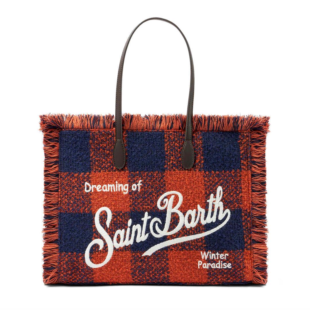 mc2 saint barth vanity wooly shoulder bag with check print