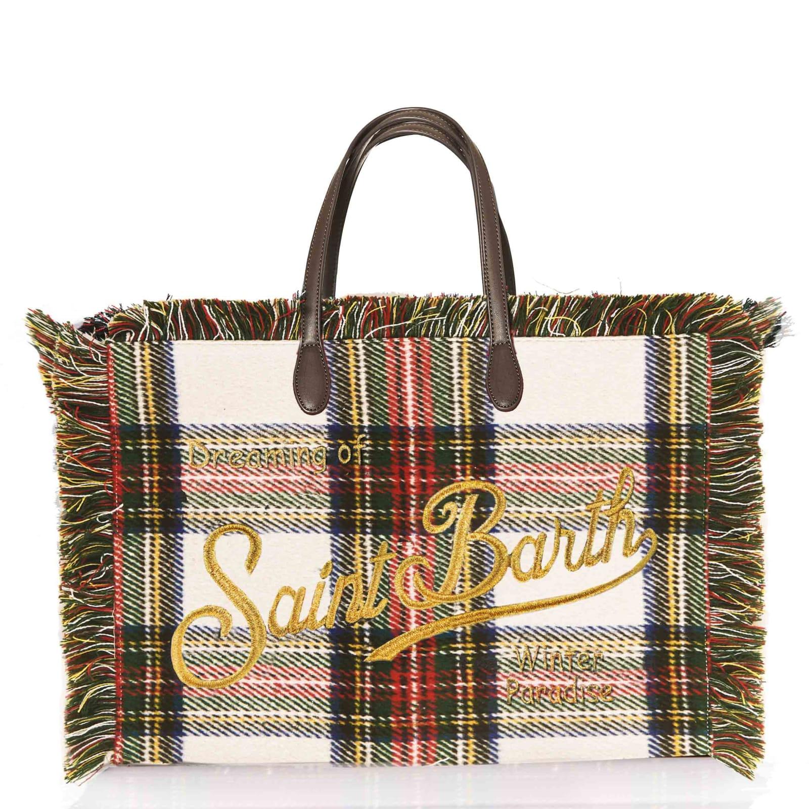 mc2 saint barth vanity wooly white tartan shoulder bag