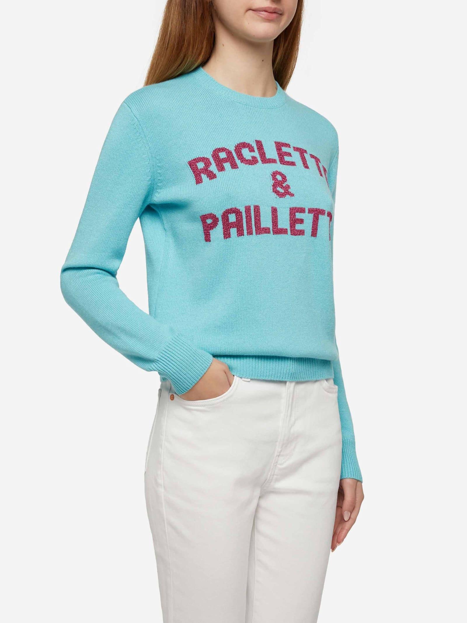 mc2 saint barth water green sweater new queen with raclette & paillettes sequins lettering