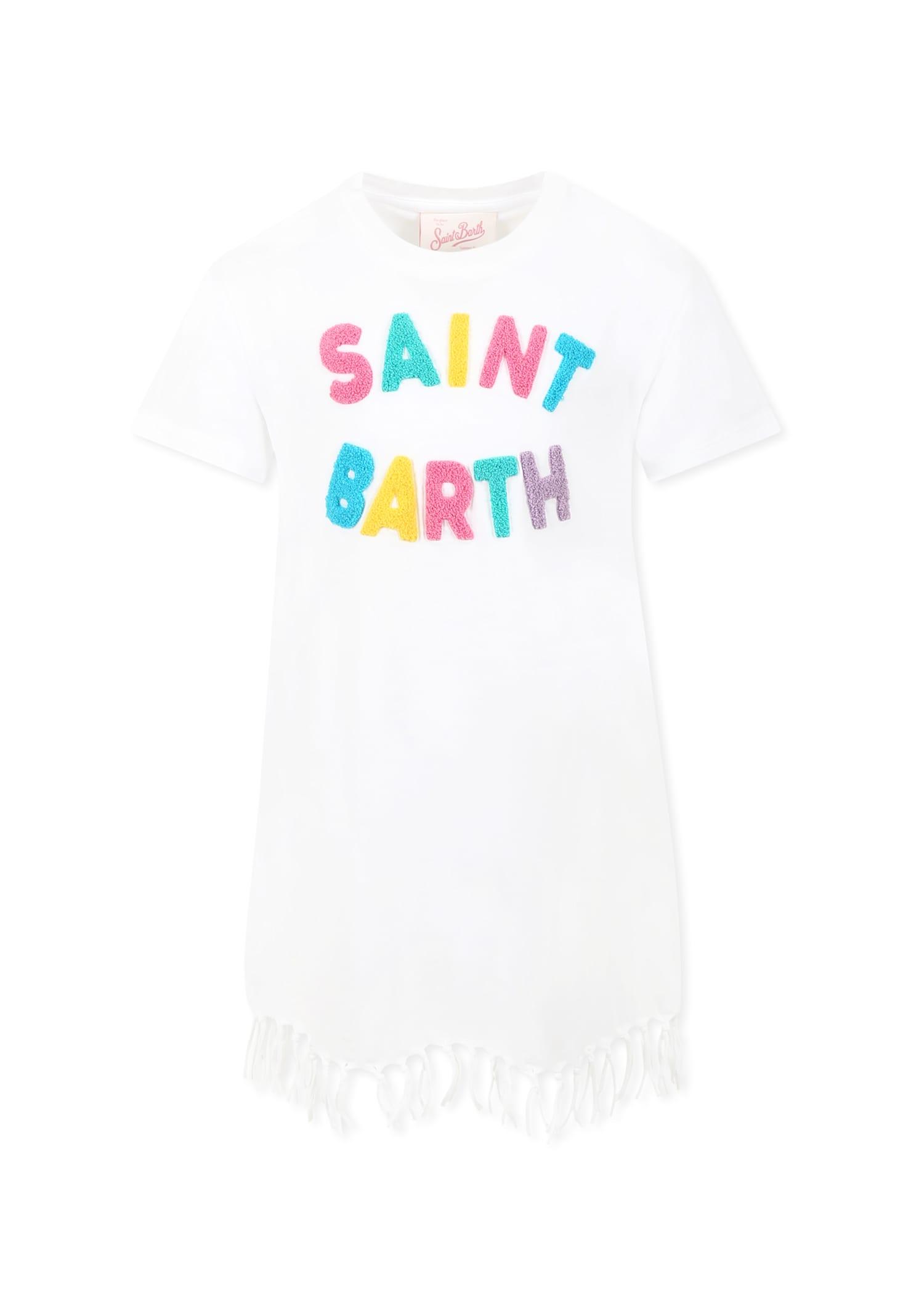 mc2 saint barth white dress for girl with logo