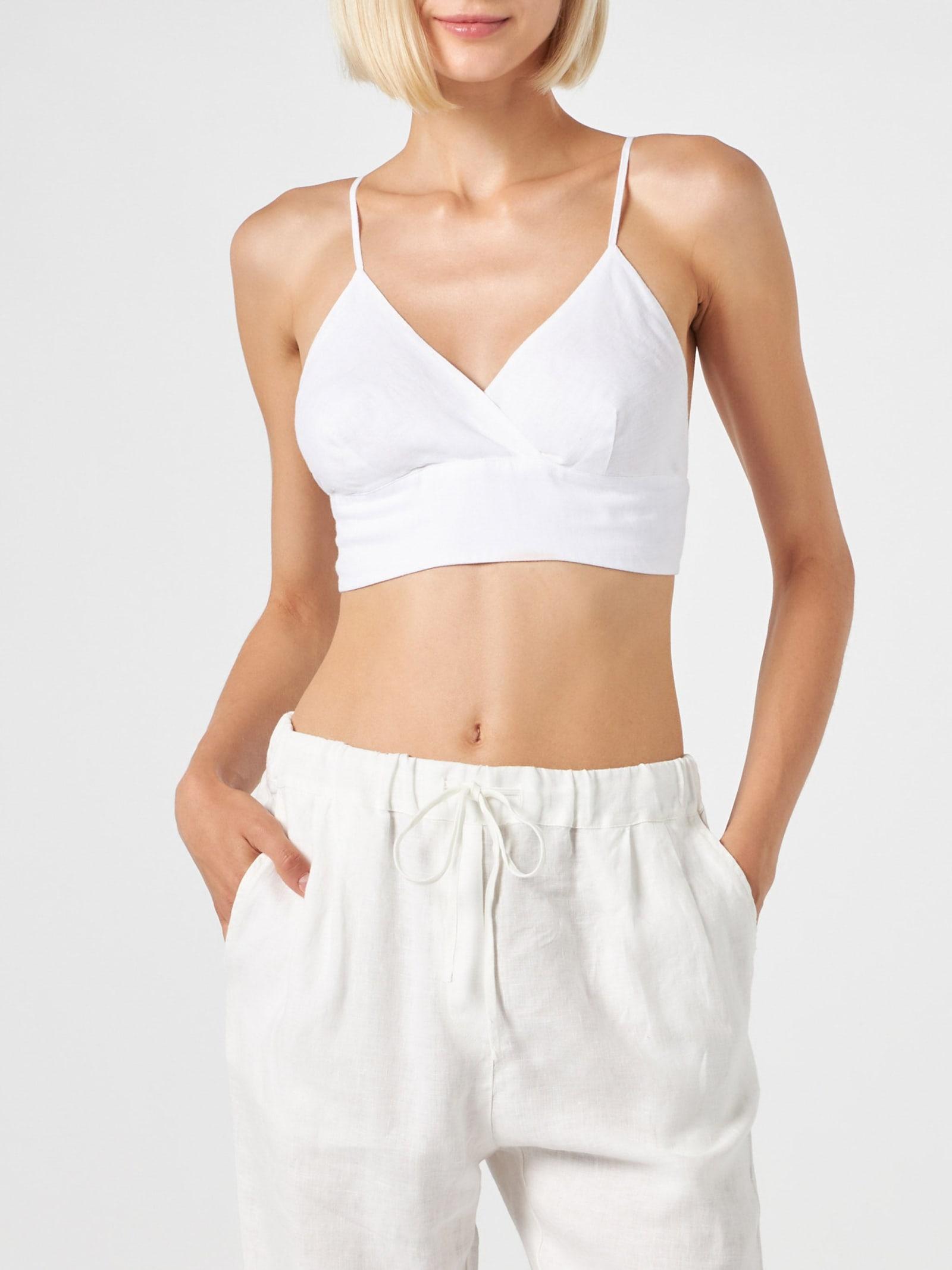 mc2 saint barth white linen bralette top