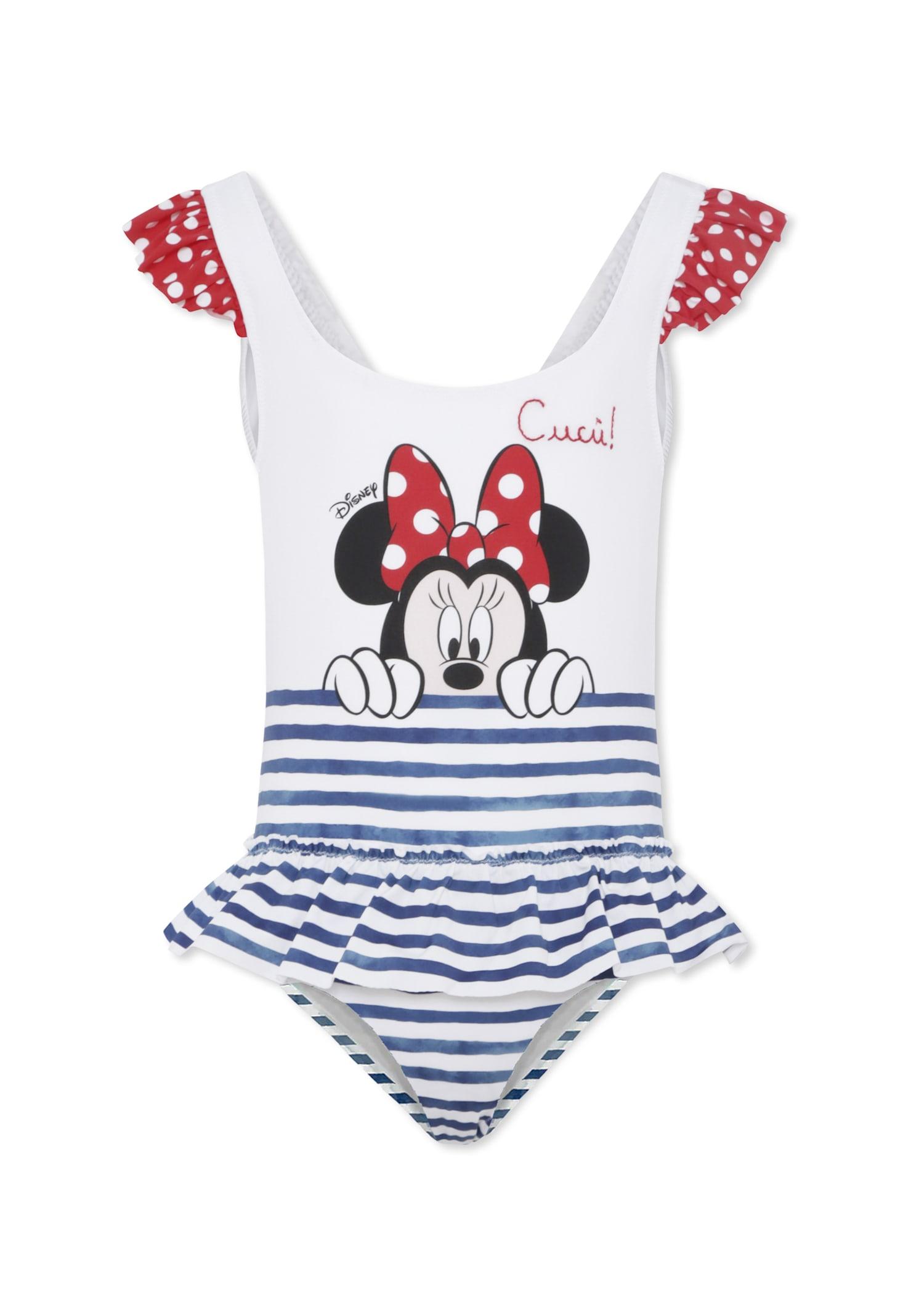 mc2 saint barth white swimsuit for girl with minnie