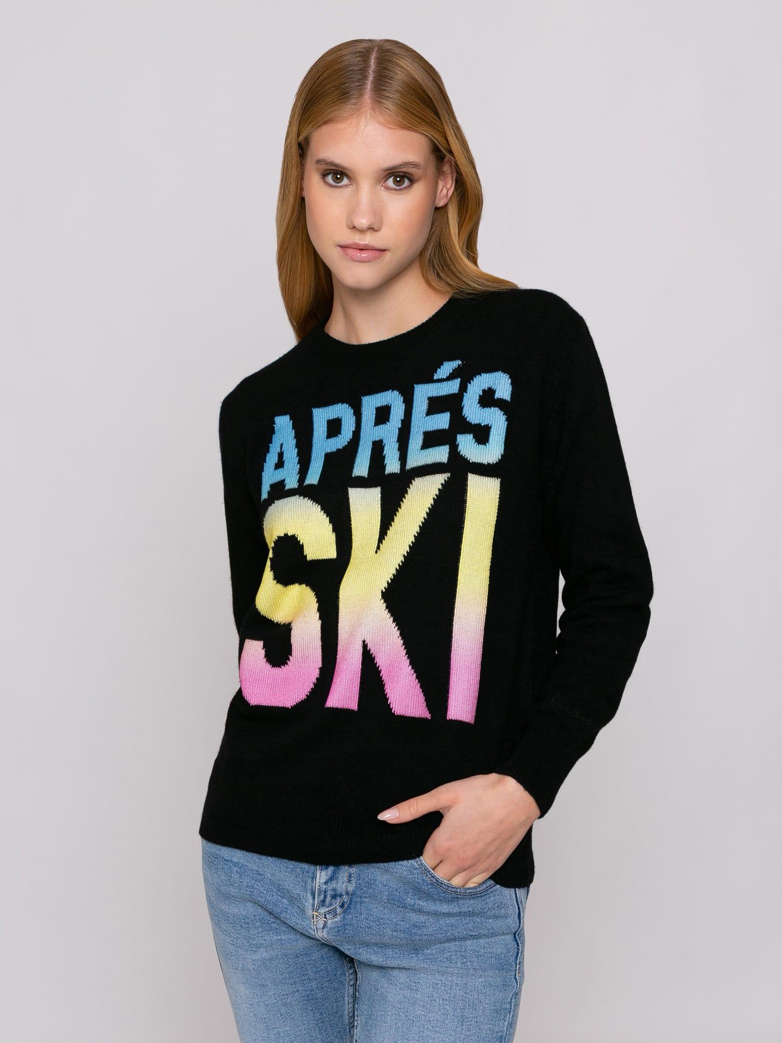 mc2 saint barth woman black sweater aprés ski degrade writing