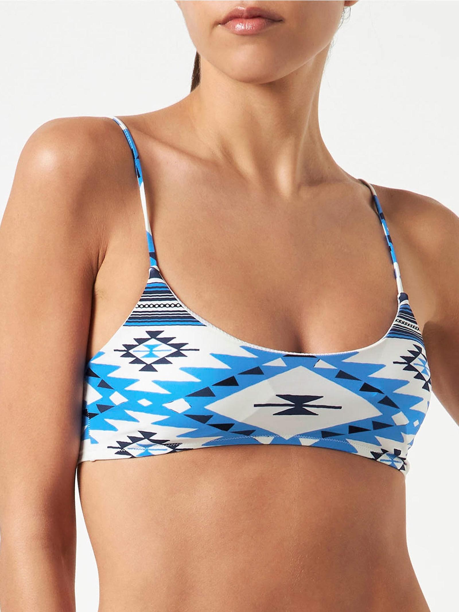 mc2 saint barth woman bralette swimsuit with ikat print