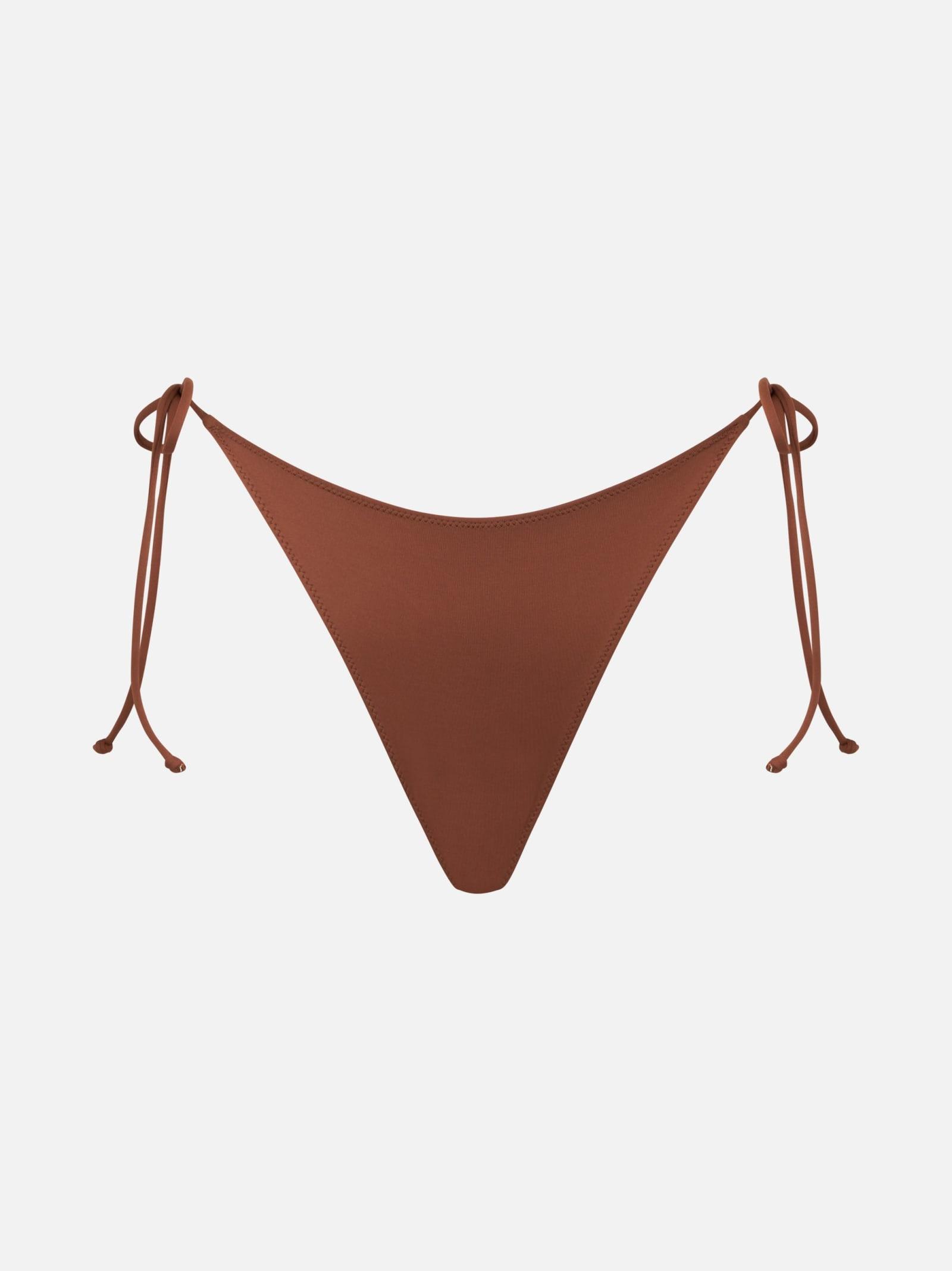 mc2 saint barth woman brown swim briefs with side laces