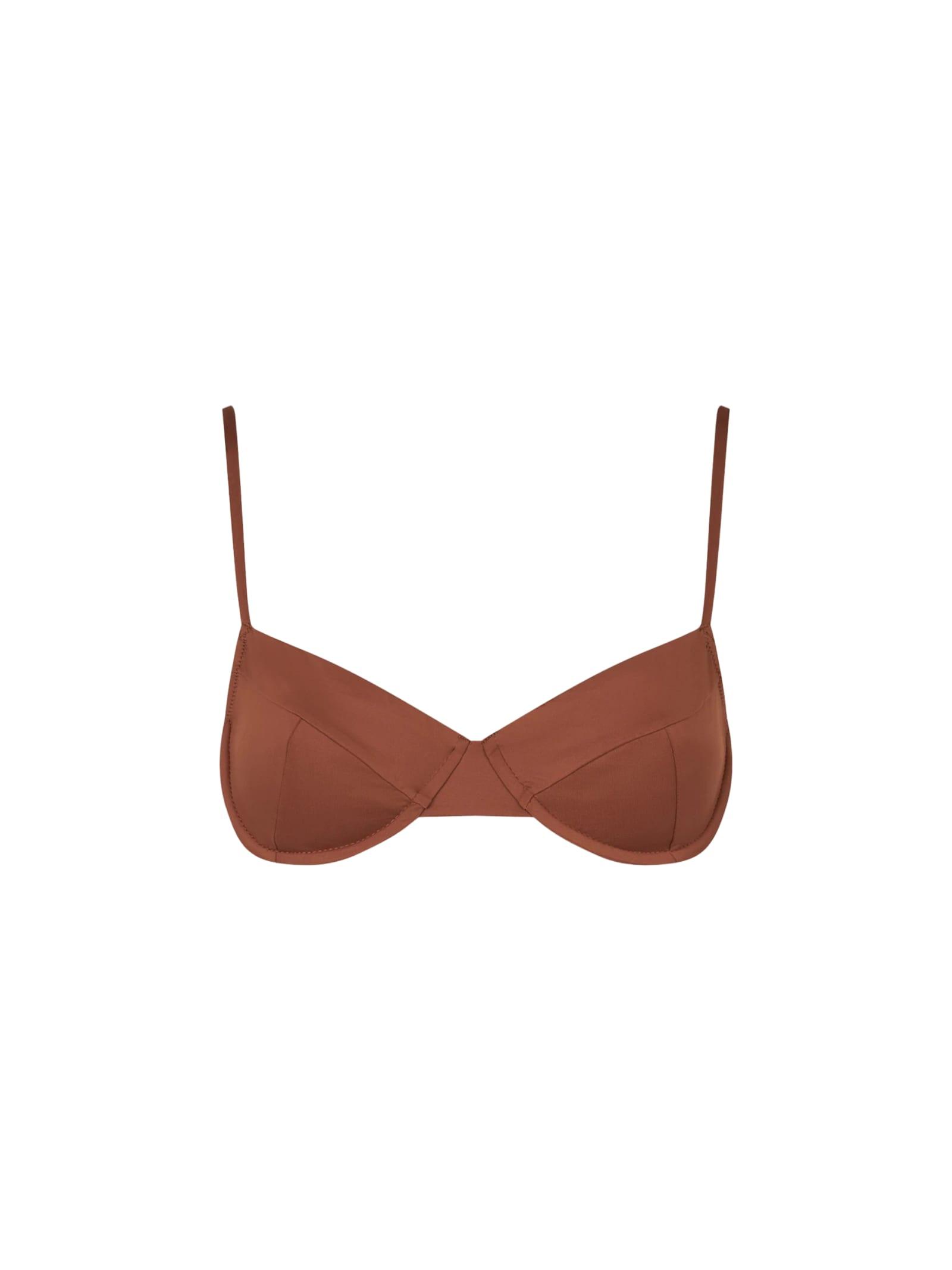 mc2 saint barth woman brown underwired bralette swimsuit