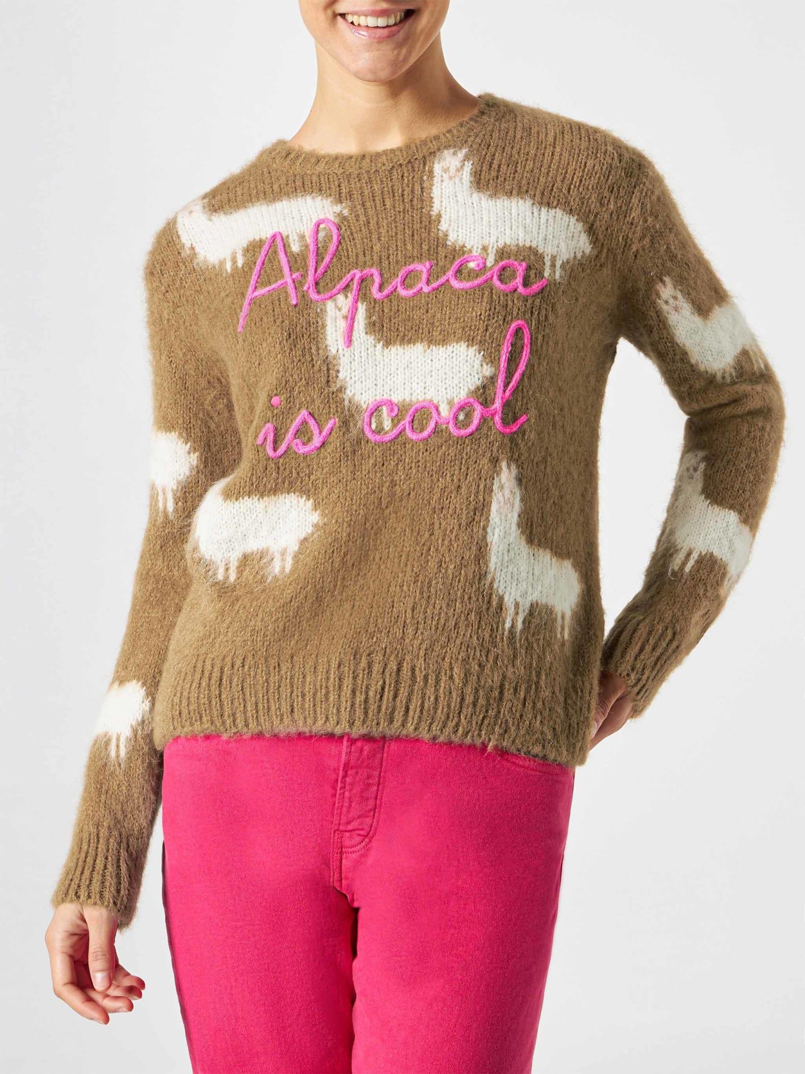 mc2 saint barth woman brushed sweater with alpaca and alpaca is cool embroidery