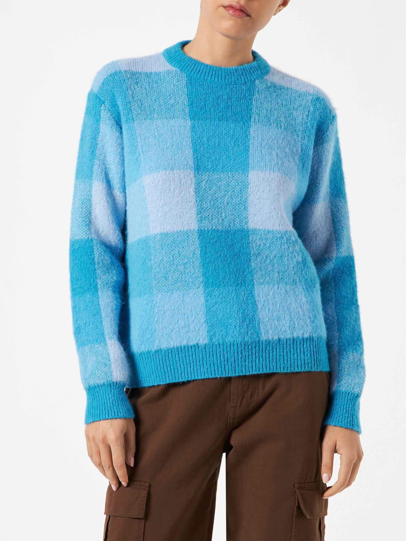 mc2 saint barth woman brushed sweater with check pattern