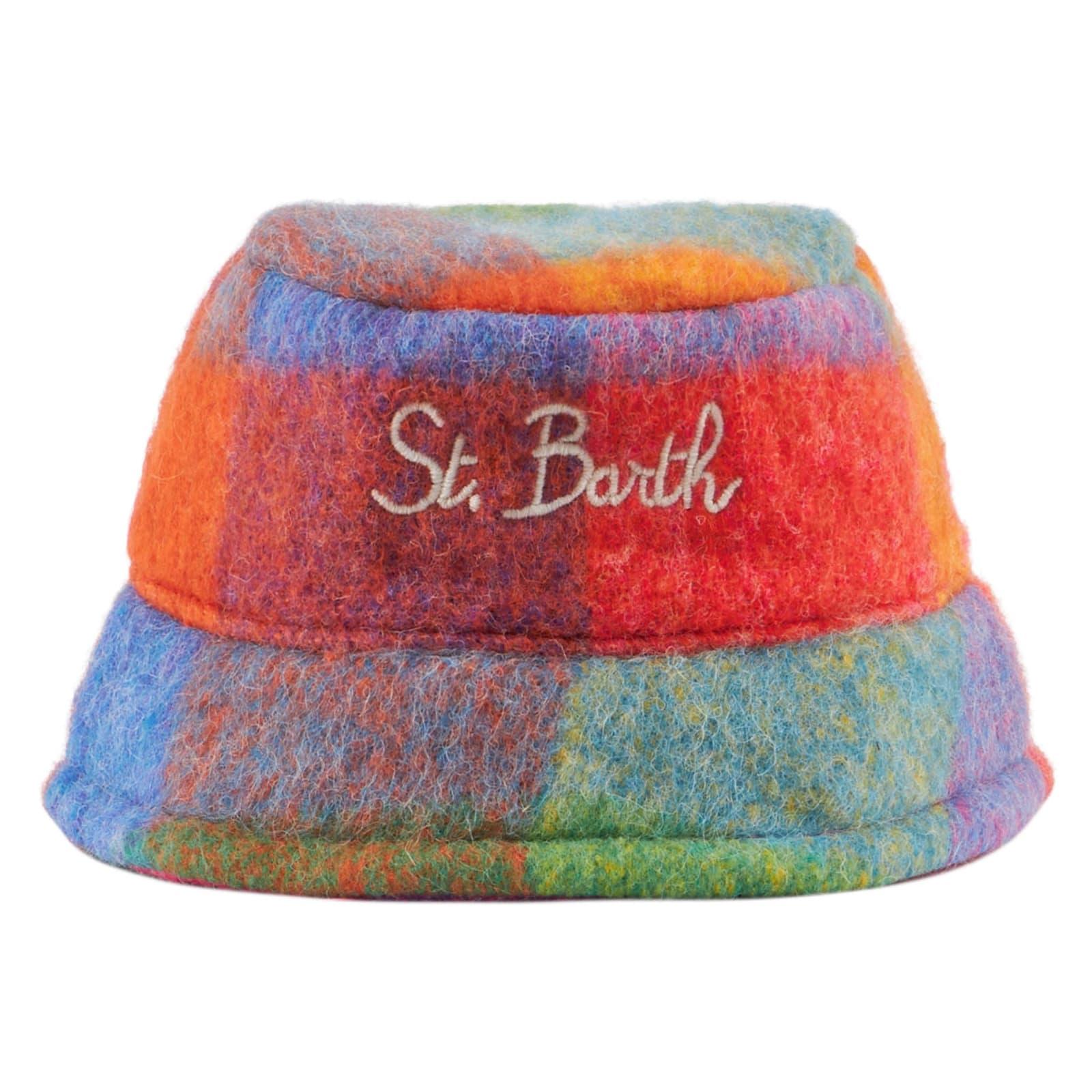 mc2 saint barth woman bucket hat with check print