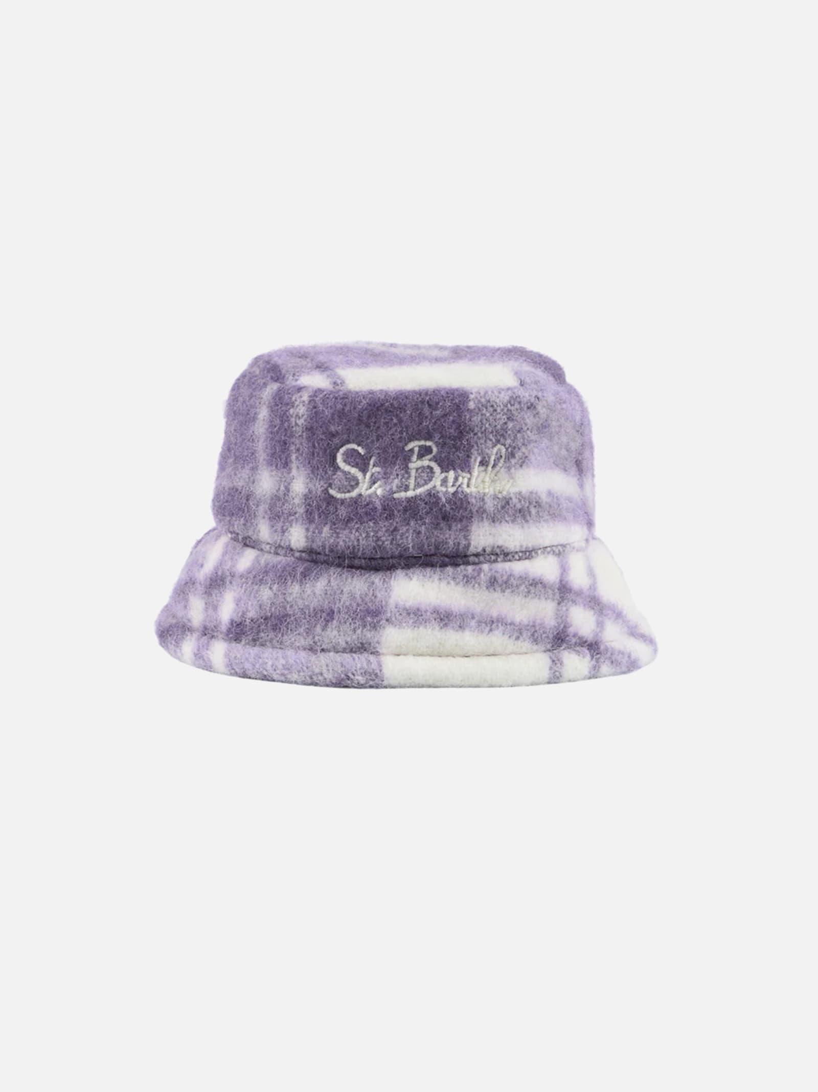 mc2 saint barth woman bucket hat with tartan print