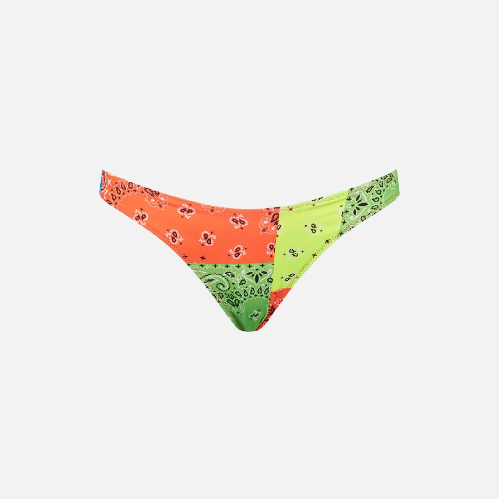 mc2 saint barth woman cheeky swim briefs with fluo bandanna print
