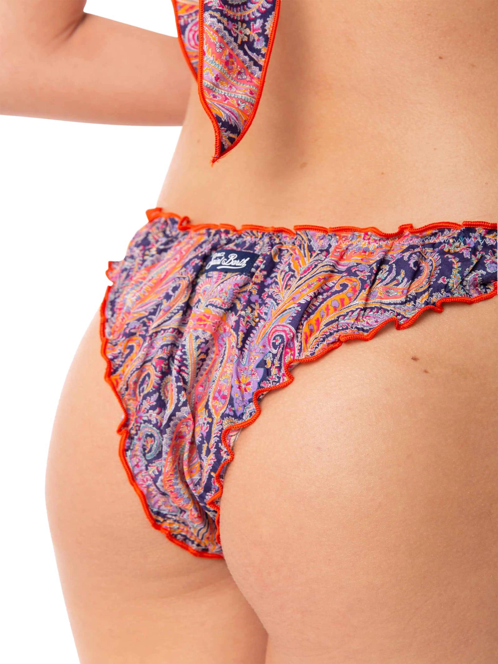 mc2 saint barth woman cheeky swim briefs with liberty print made with liberty fabric
