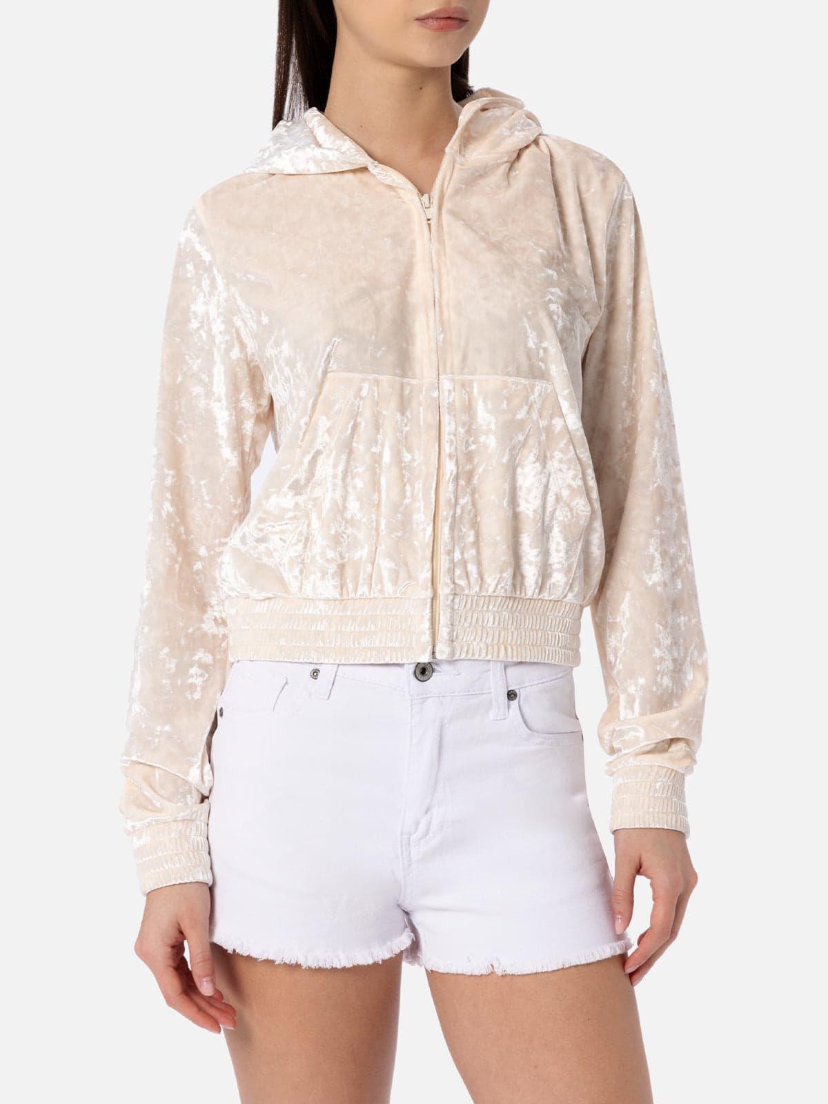 mc2 saint barth woman chenille zipped hoodie jasmine
