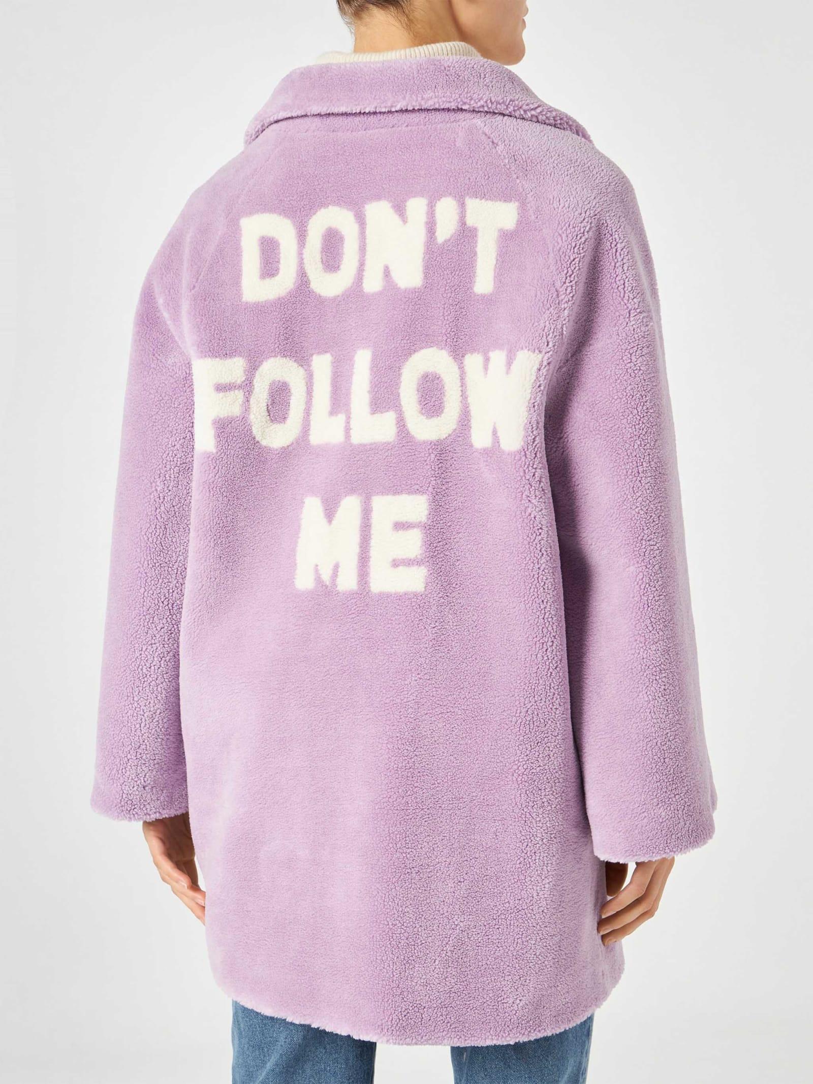 mc2 saint barth woman coat lilac teddy fabric