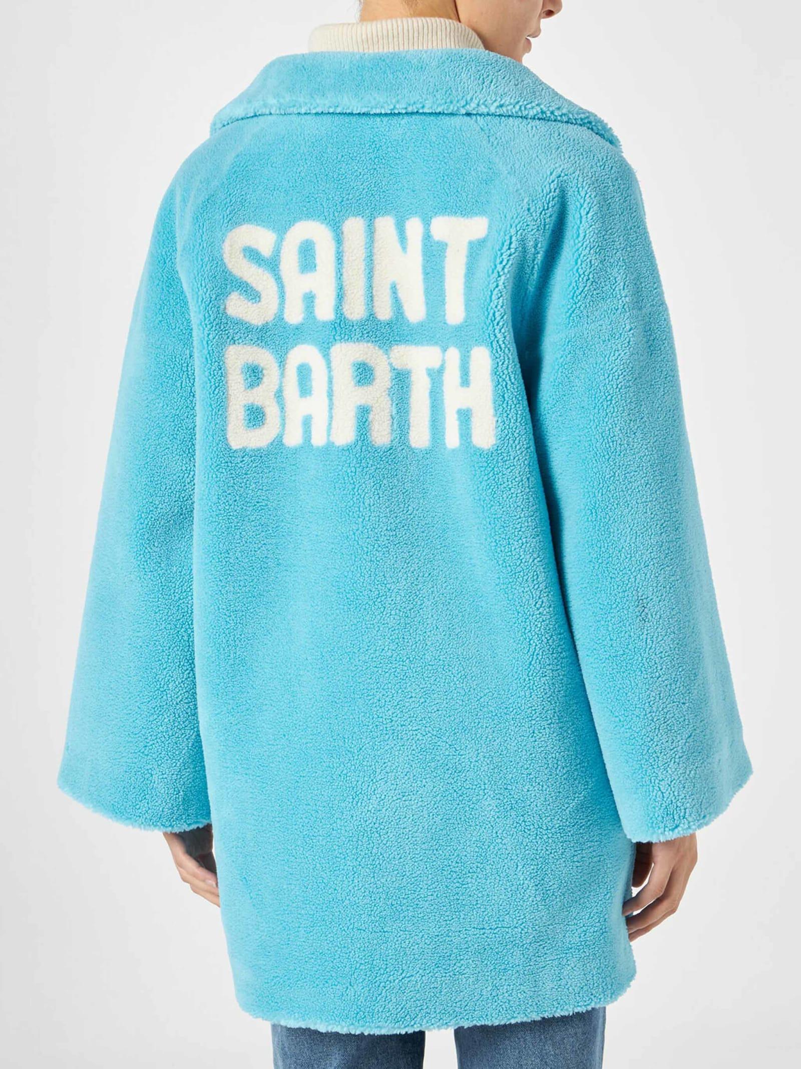 mc2 saint barth woman coat turquoise teddy fabric