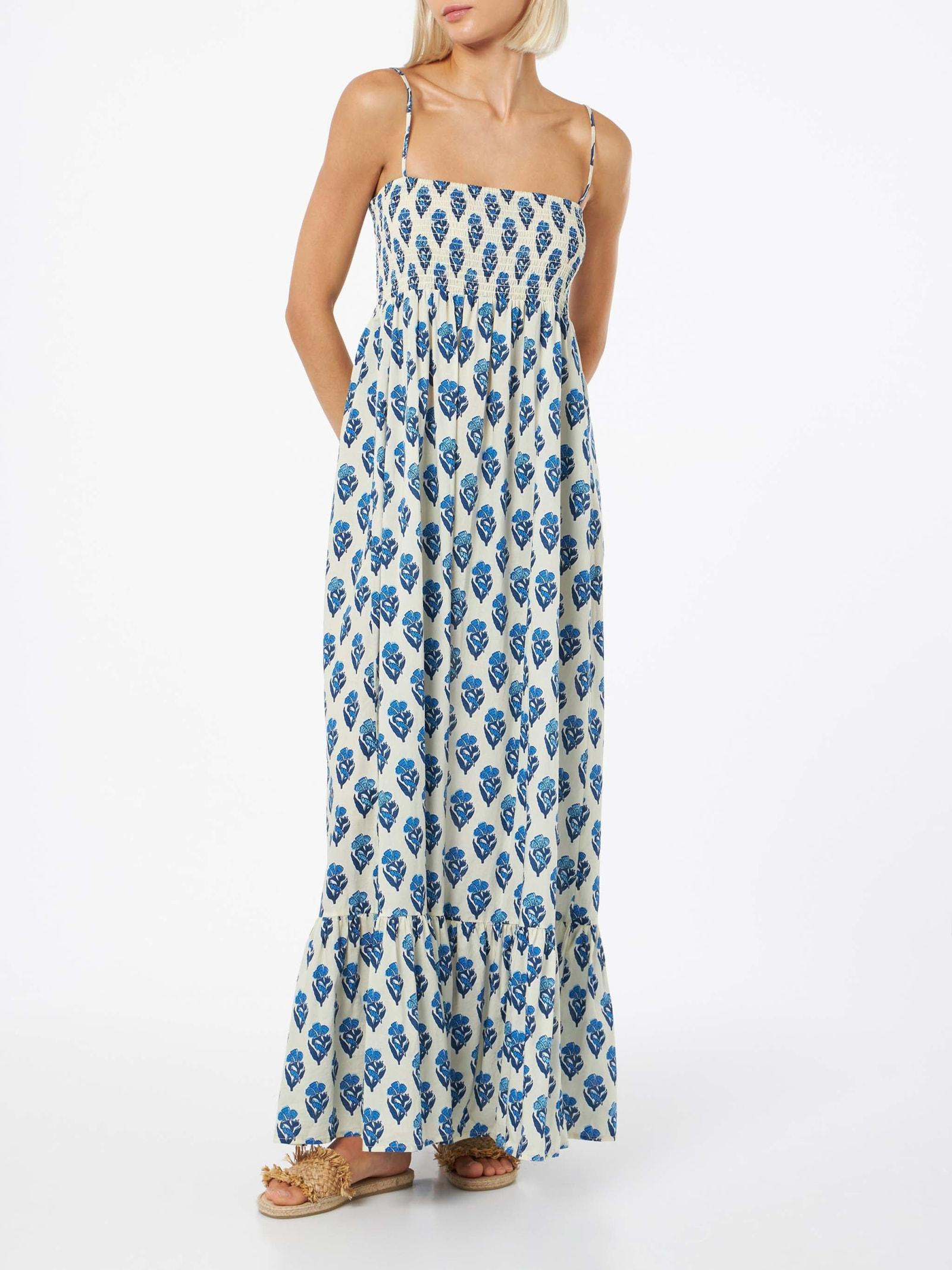 mc2 saint barth woman cotton dress jemma with smocked embroidery