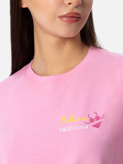 mc2 saint barth woman cotton jersey crewneck t-shirt emilie with bikini obsession embroidery