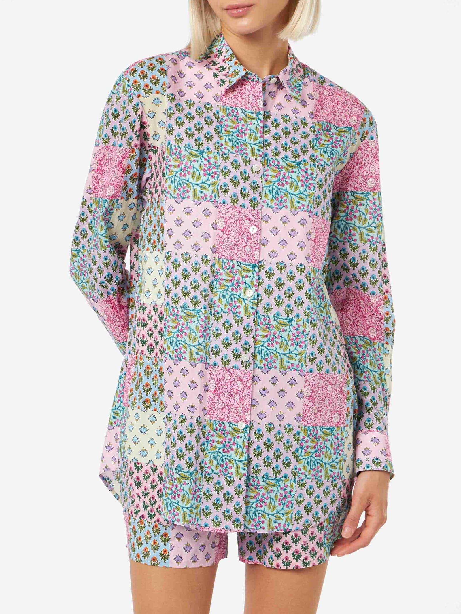 mc2 saint barth woman cotton shirt brigitte with flower print