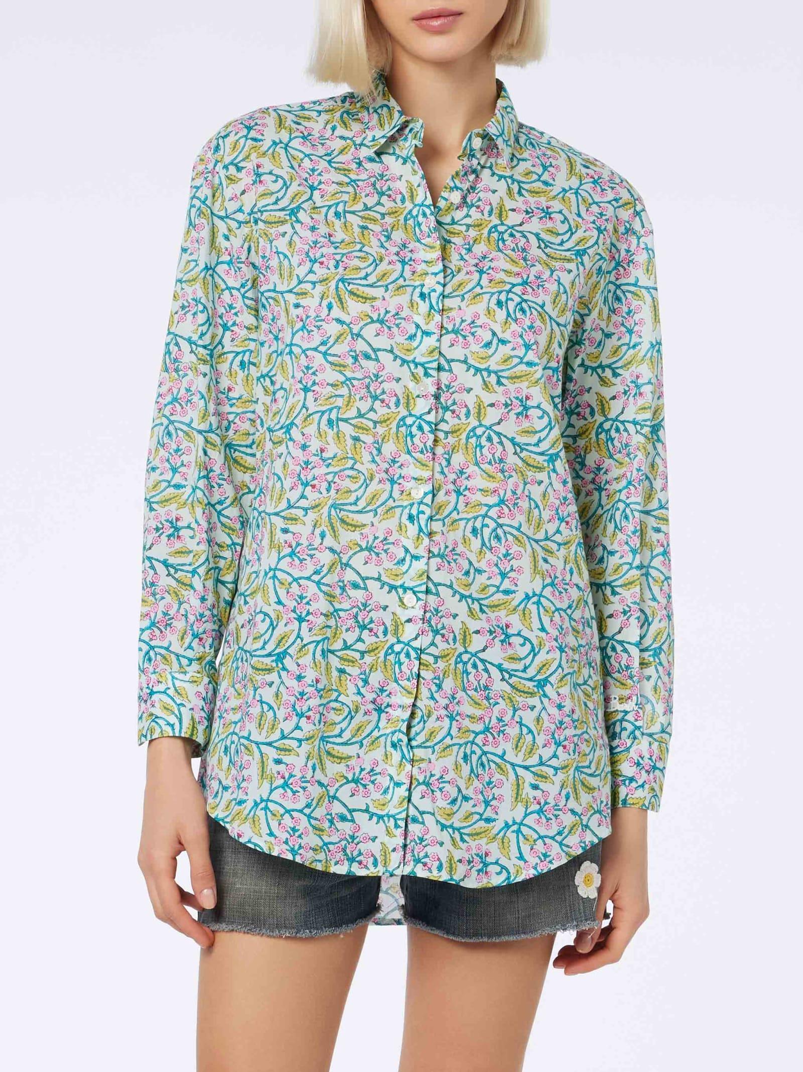 mc2 saint barth woman cotton shirt brigitte with flower print