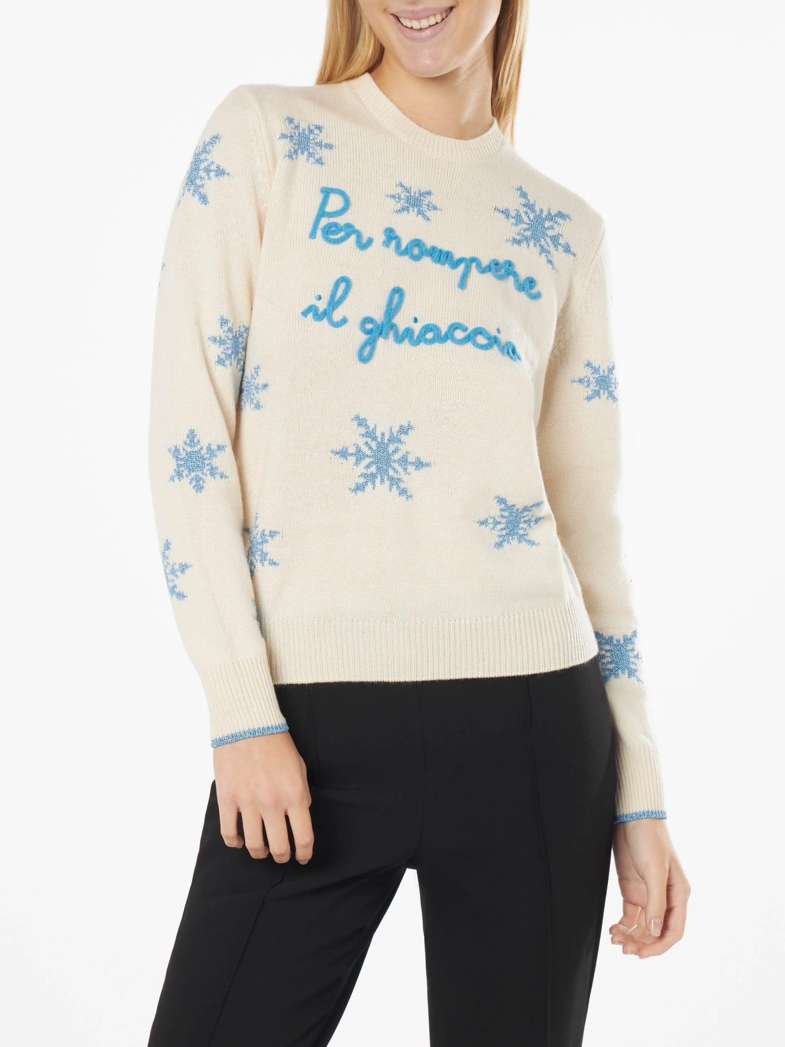 mc2 saint barth woman crewneck sweater with per rompere il ghiaccio embroidery