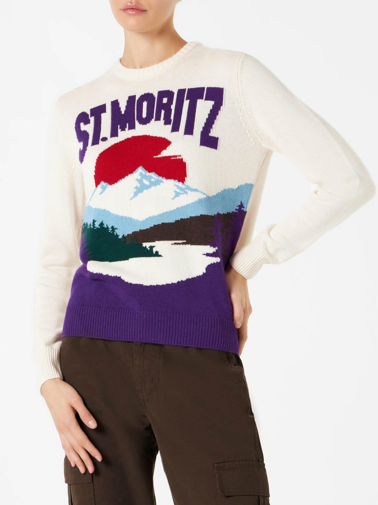 mc2 saint barth woman crewneck sweater with st. moritz