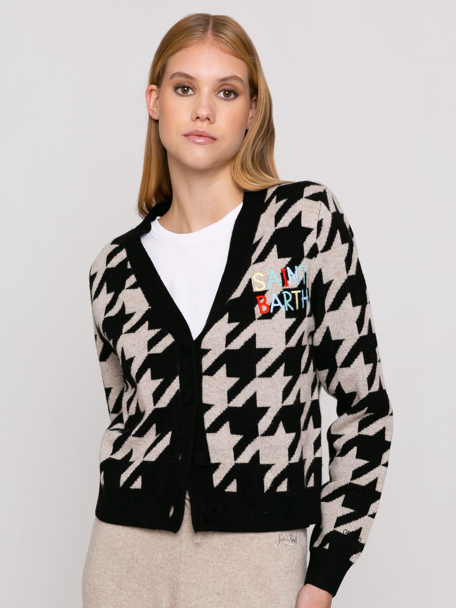 mc2 saint barth woman cropped cardigan with saint barth embroidery