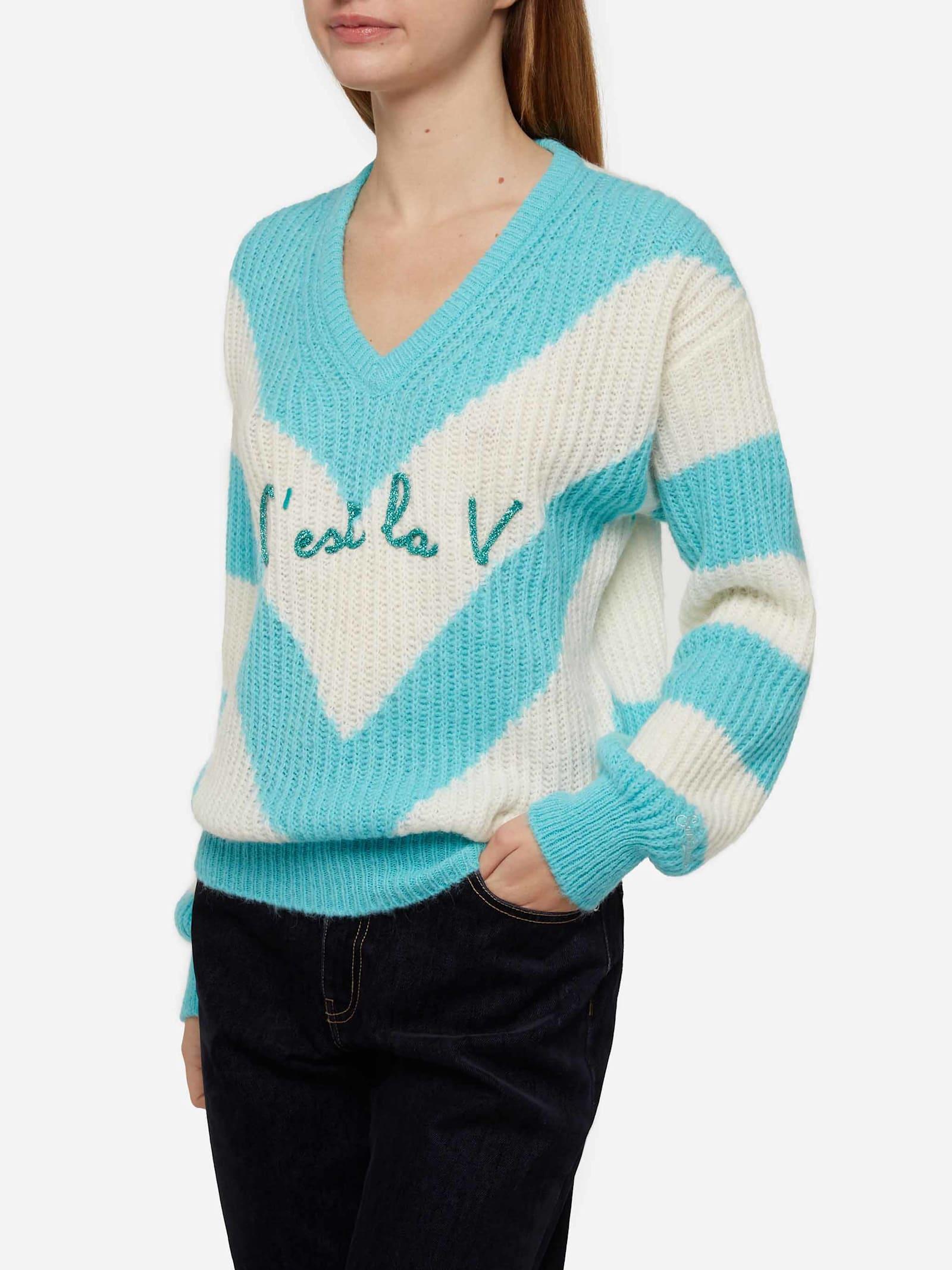mc2 saint barth woman cropped sweater with argyle pattern