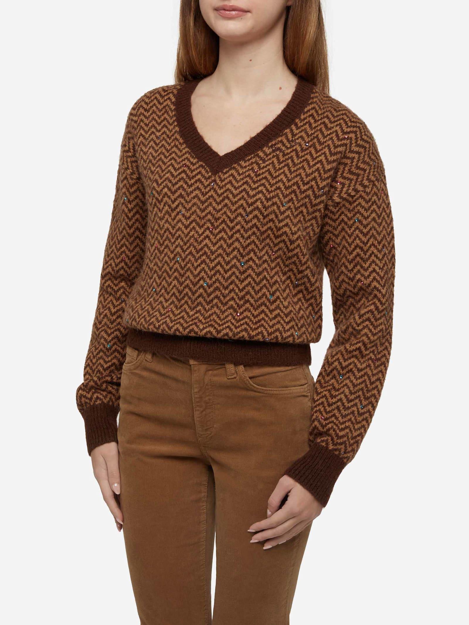mc2 saint barth woman cropped sweater with argyle pattern