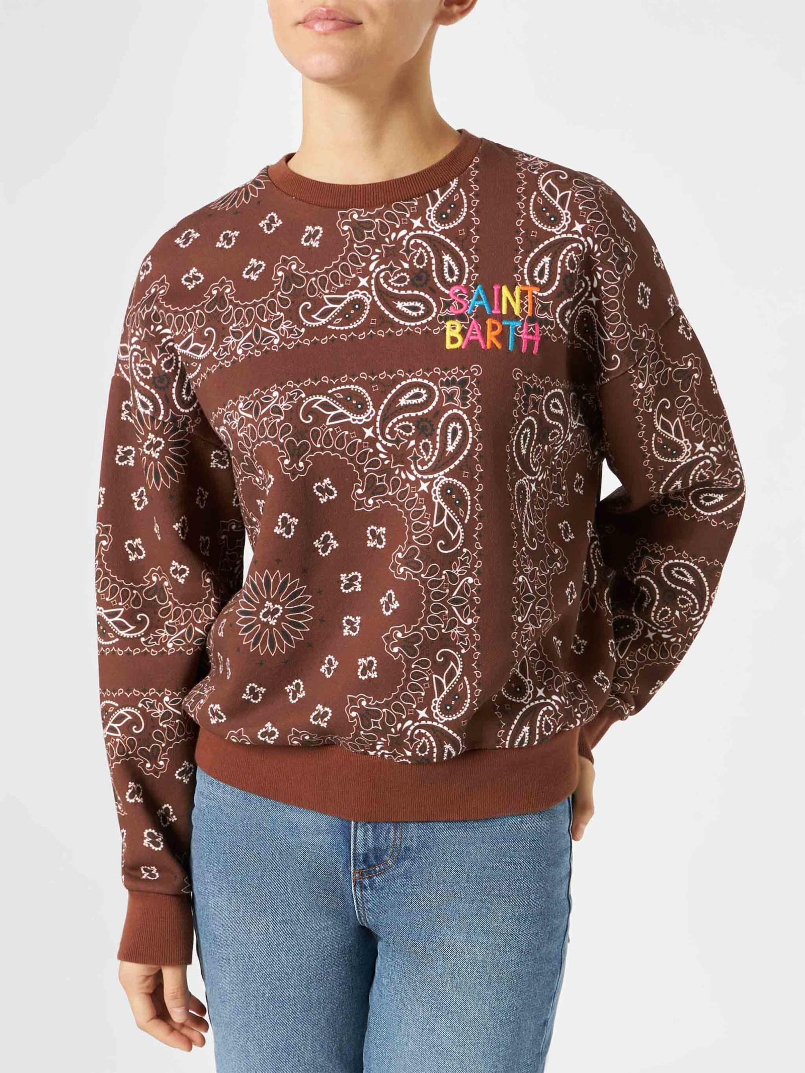 mc2 saint barth woman fleece sweatshirt with bandanna print