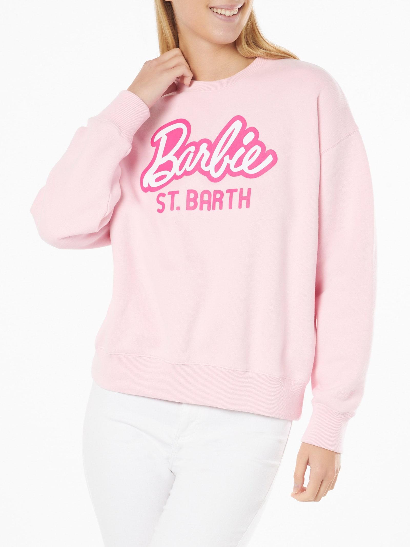 mc2 saint barth woman fleece sweatshirt with barbie st. barth print barbie special edition