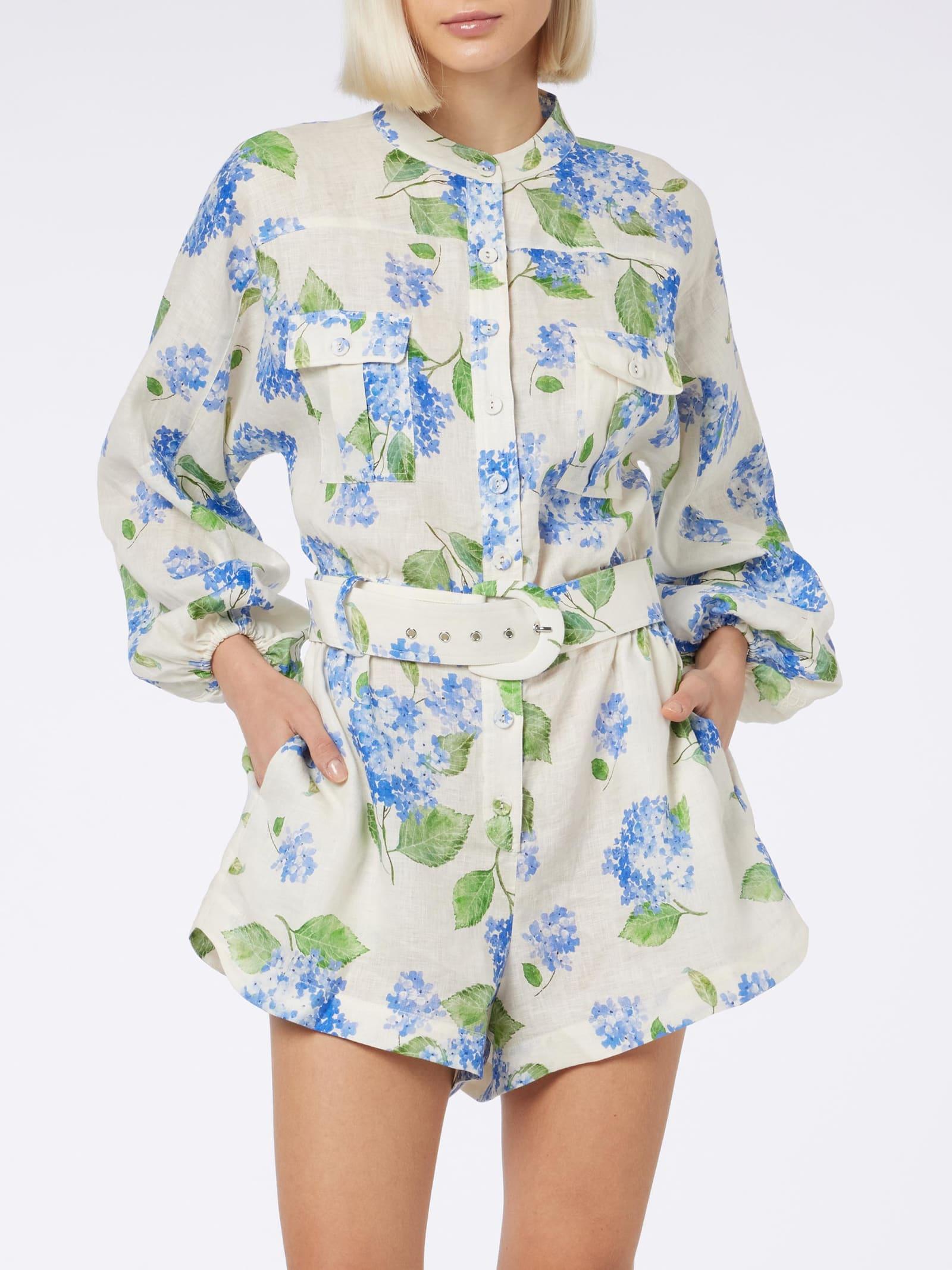 mc2 saint barth woman floral linen playsuit hanniel