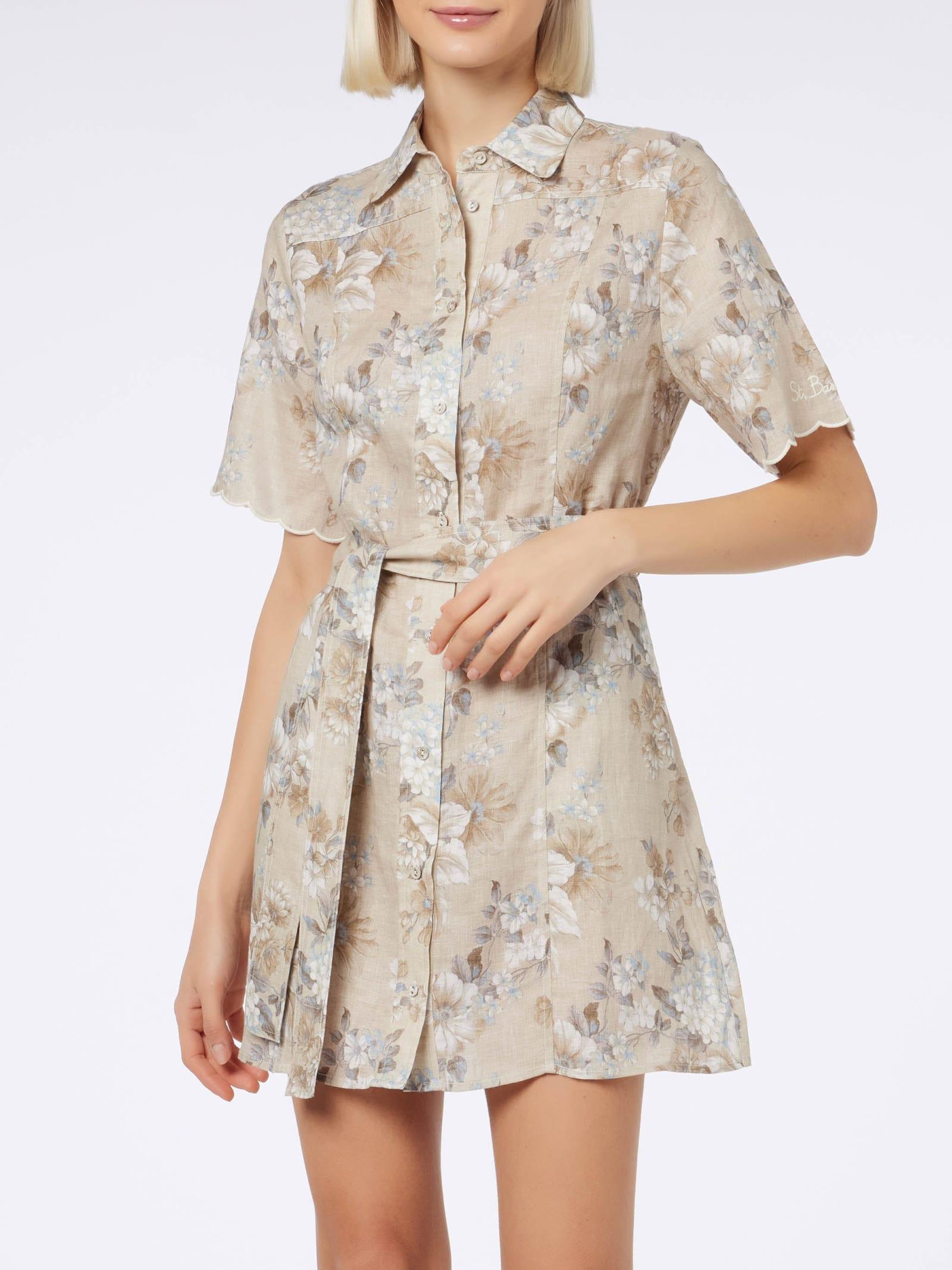 mc2 saint barth woman flower linen dress hermione