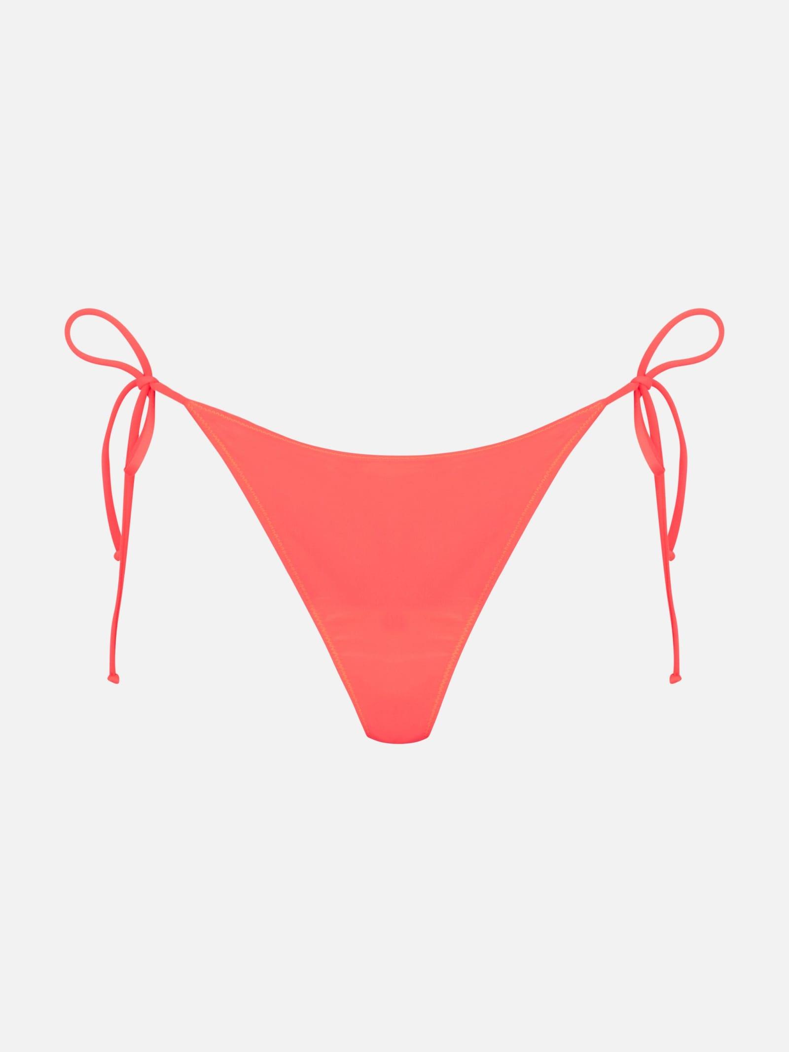 mc2 saint barth woman fluo red swim briefs with side laces