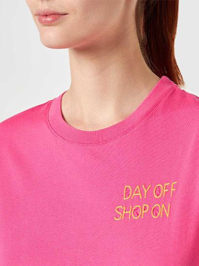 mc2 saint barth woman fucsia cotton t-shirt with embroidery