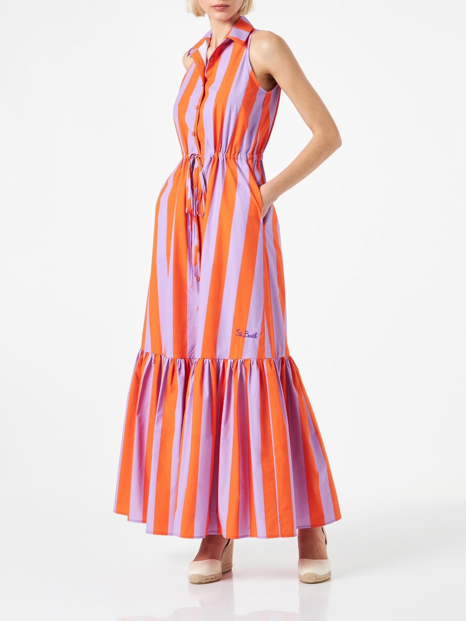 mc2 saint barth woman halterneck dress with striped print