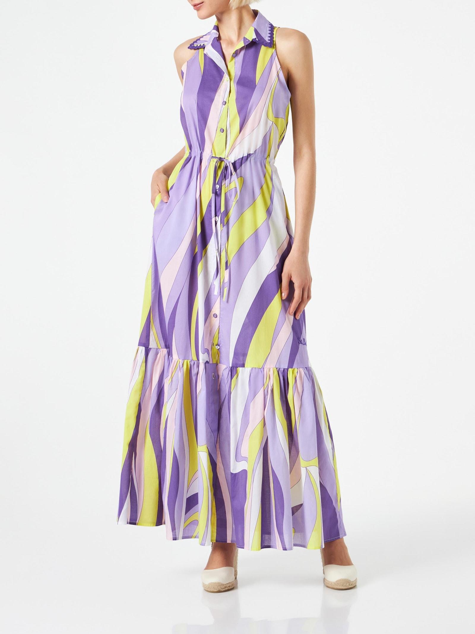 mc2 saint barth woman halterneck dress with wave print